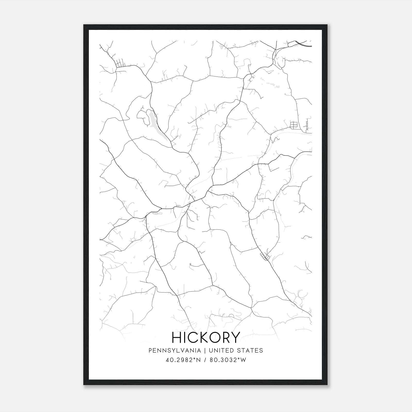 Hickory Pennsylvania Map Poster, Modern Home Decor Wall Art Print Hickory Pennsylvania Map Poster, Modern Home Decor Wall Art Print