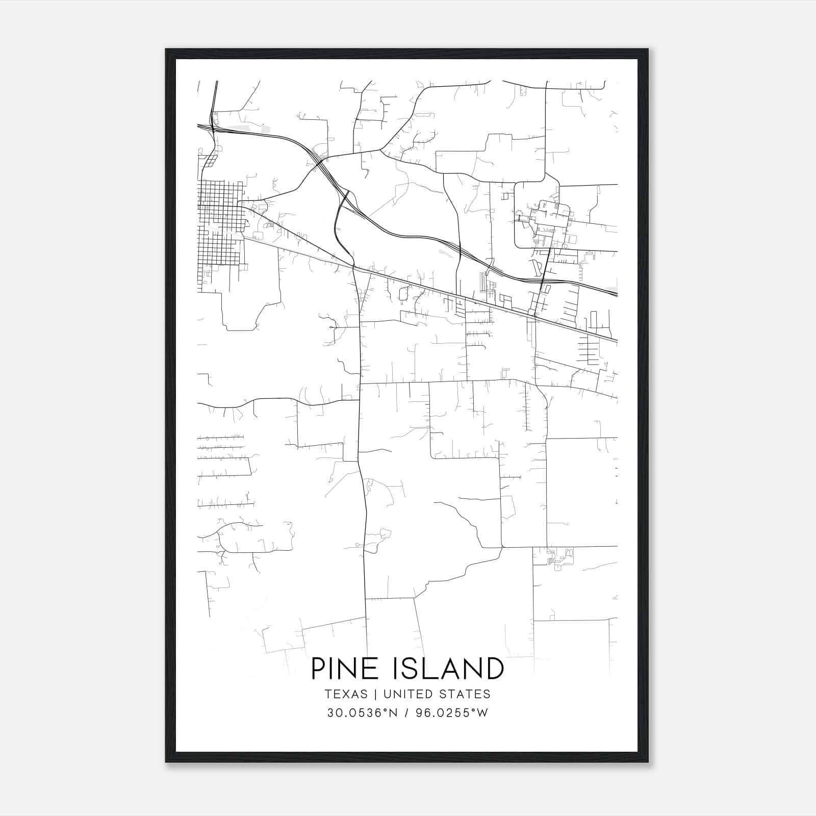 Pine Island Texas Map Poster, Modern Home Decor Wall Art Print Pine Island Texas Map Poster, Modern Home Decor Wall Art Print
