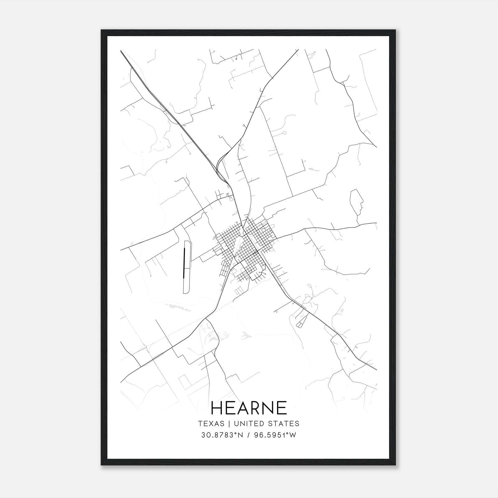 Hearne Texas Map Poster, Modern Home Decor Wall Art Print Hearne Texas Map Poster, Modern Home Decor Wall Art Print