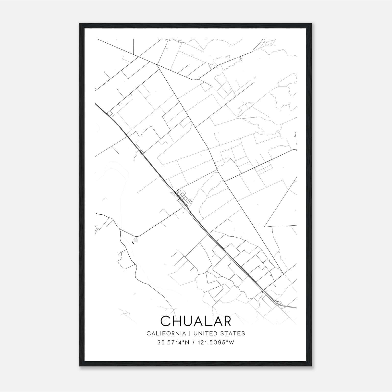 Chualar California Map Poster, Modern Home Decor Wall Art Print Chualar California Map Poster, Modern Home Decor Wall Art Print