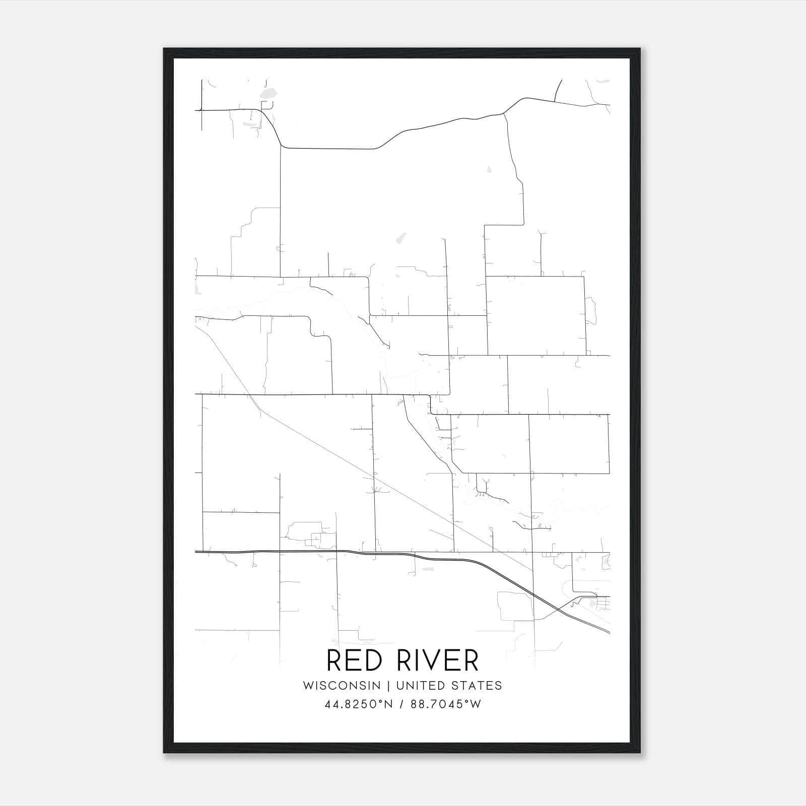 Red River Wisconsin Map Poster, Modern Home Decor Wall Art Print Red River Wisconsin Map Poster, Modern Home Decor Wall Art Print