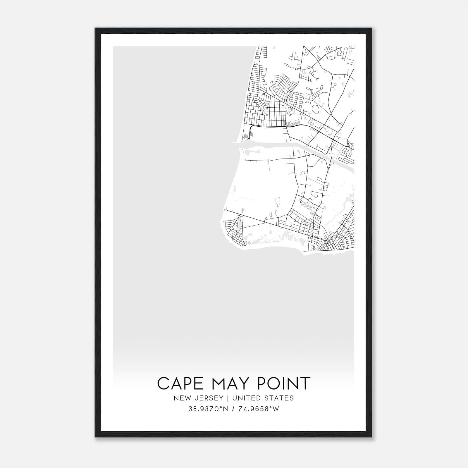 Cape May Point New Jersey Map Poster, Modern Home Decor Wall Art Print Cape May Point New Jersey Map Poster, Modern Home Decor Wall Art Print
