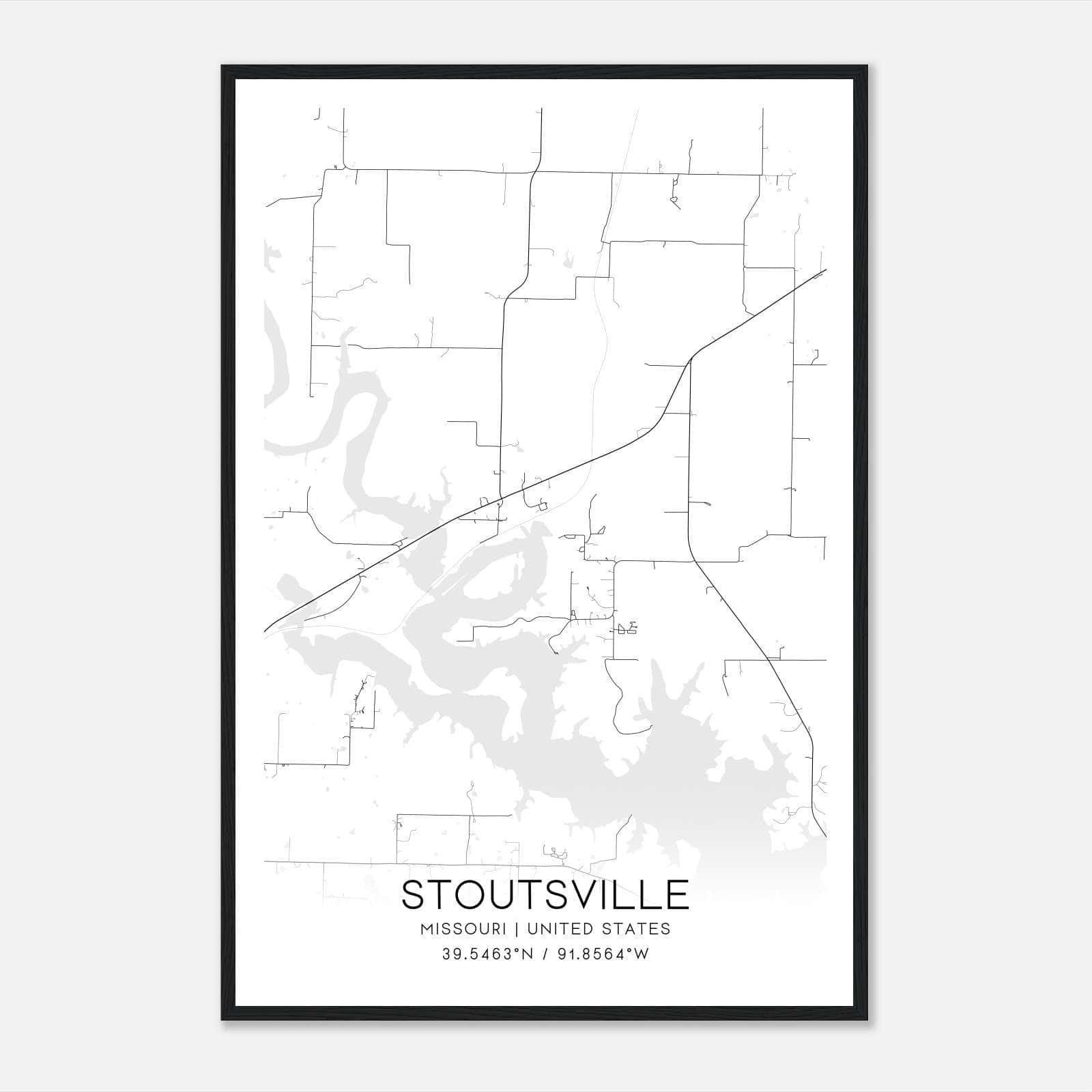 Stoutsville Missouri Map Poster, Modern Home Decor Wall Art Print Stoutsville Missouri Map Poster, Modern Home Decor Wall Art Print