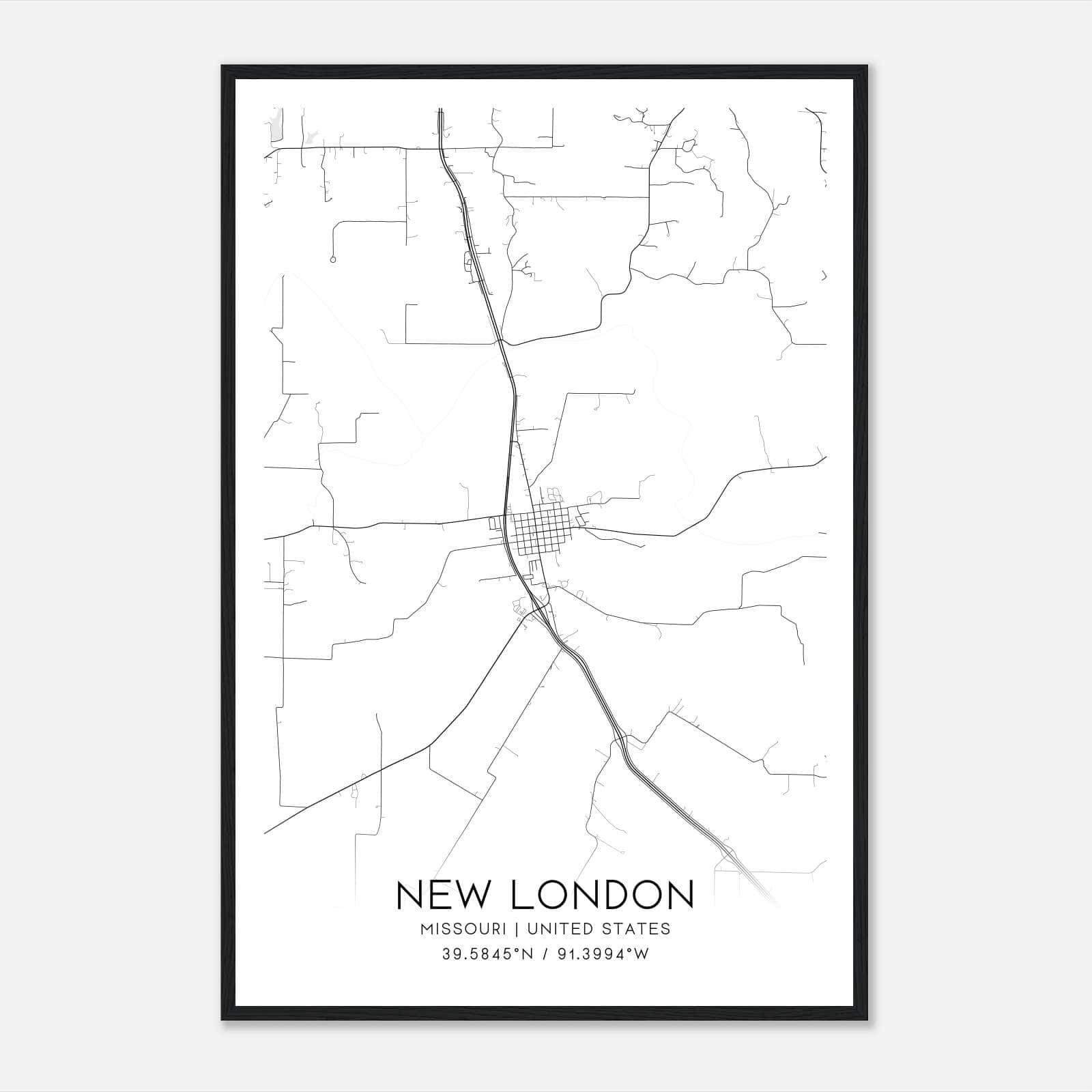 New London Missouri Map Poster, Modern Home Decor Wall Art Print New London Missouri Map Poster, Modern Home Decor Wall Art Print