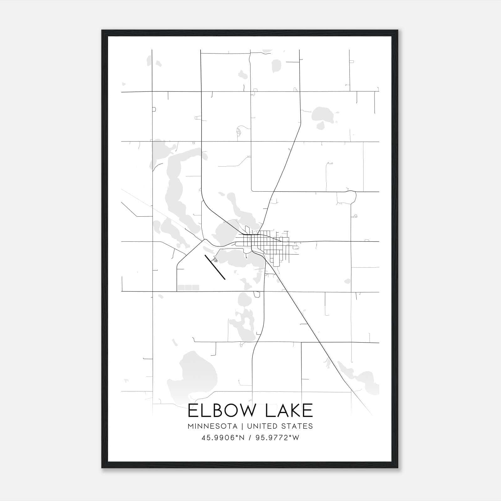 Elbow Lake Minnesota Map Poster, Modern Home Decor Wall Art Print Elbow Lake Minnesota Map Poster, Modern Home Decor Wall Art Print