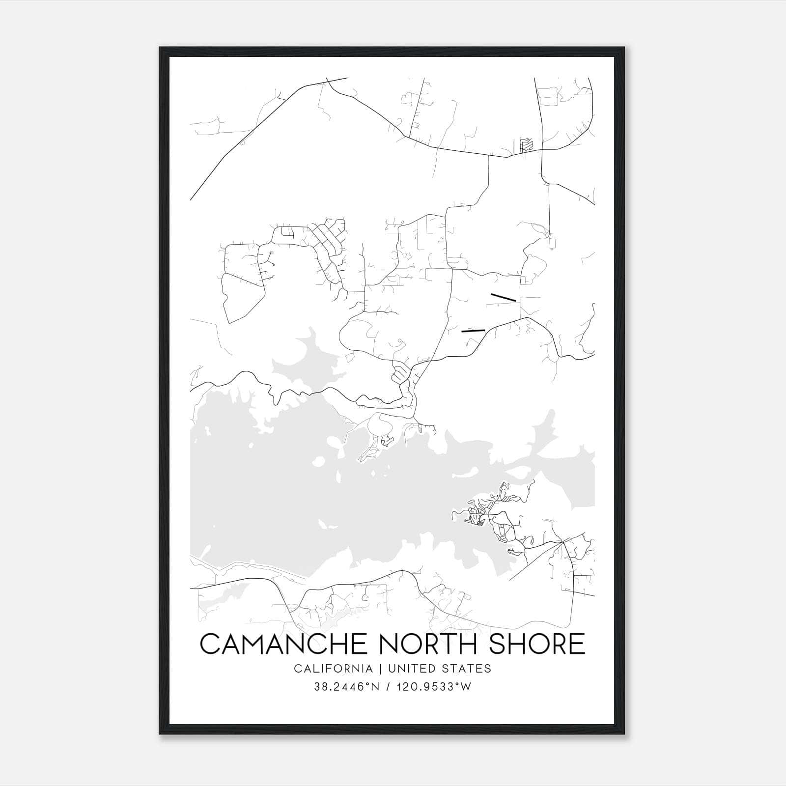 Camanche North Shore California Map Poster, Modern Home Decor Wall Art Print Camanche North Shore California Map Poster, Modern Home Decor Wall Art Print