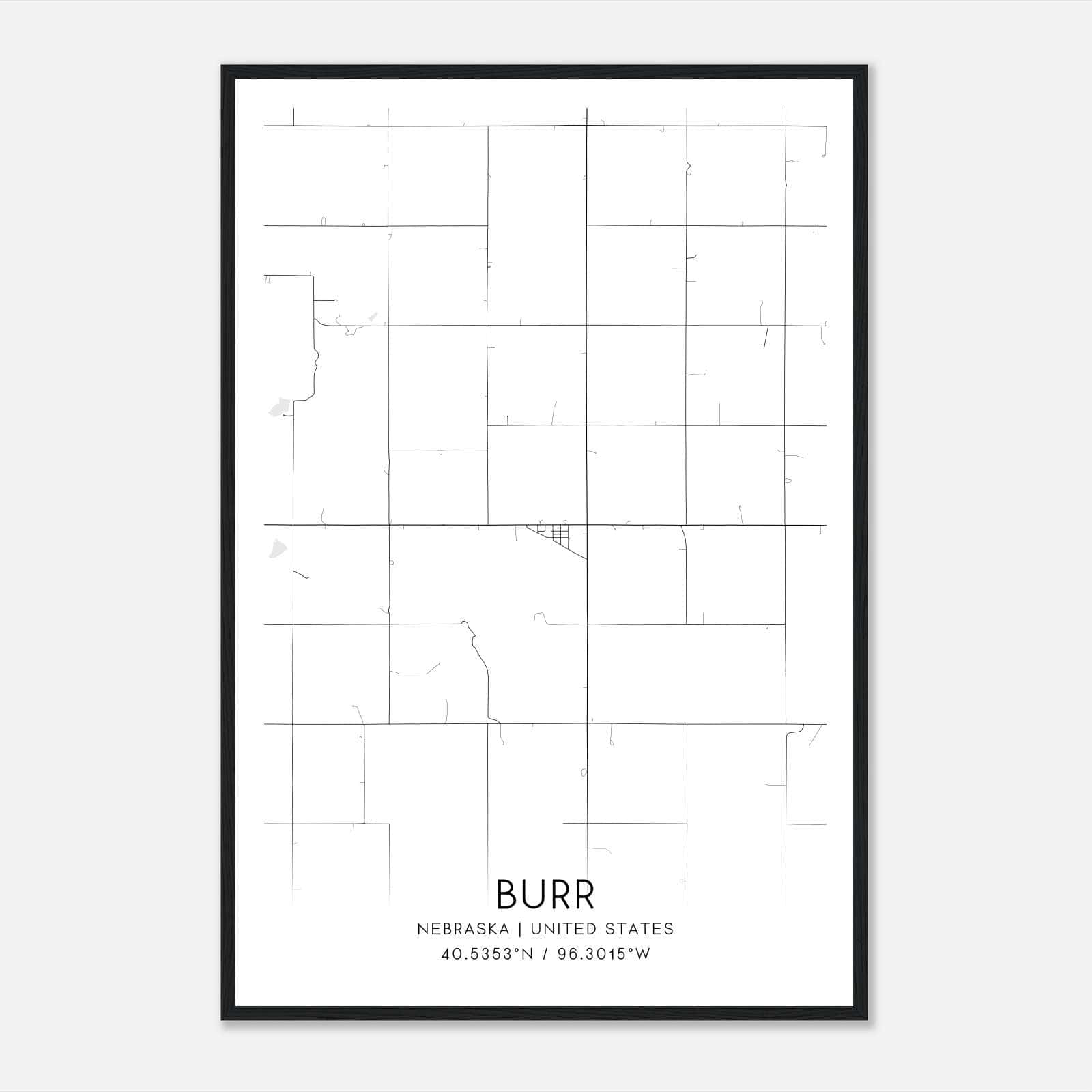 Burr Nebraska Map Poster, Modern Home Decor Wall Art Print Burr Nebraska Map Poster, Modern Home Decor Wall Art Print