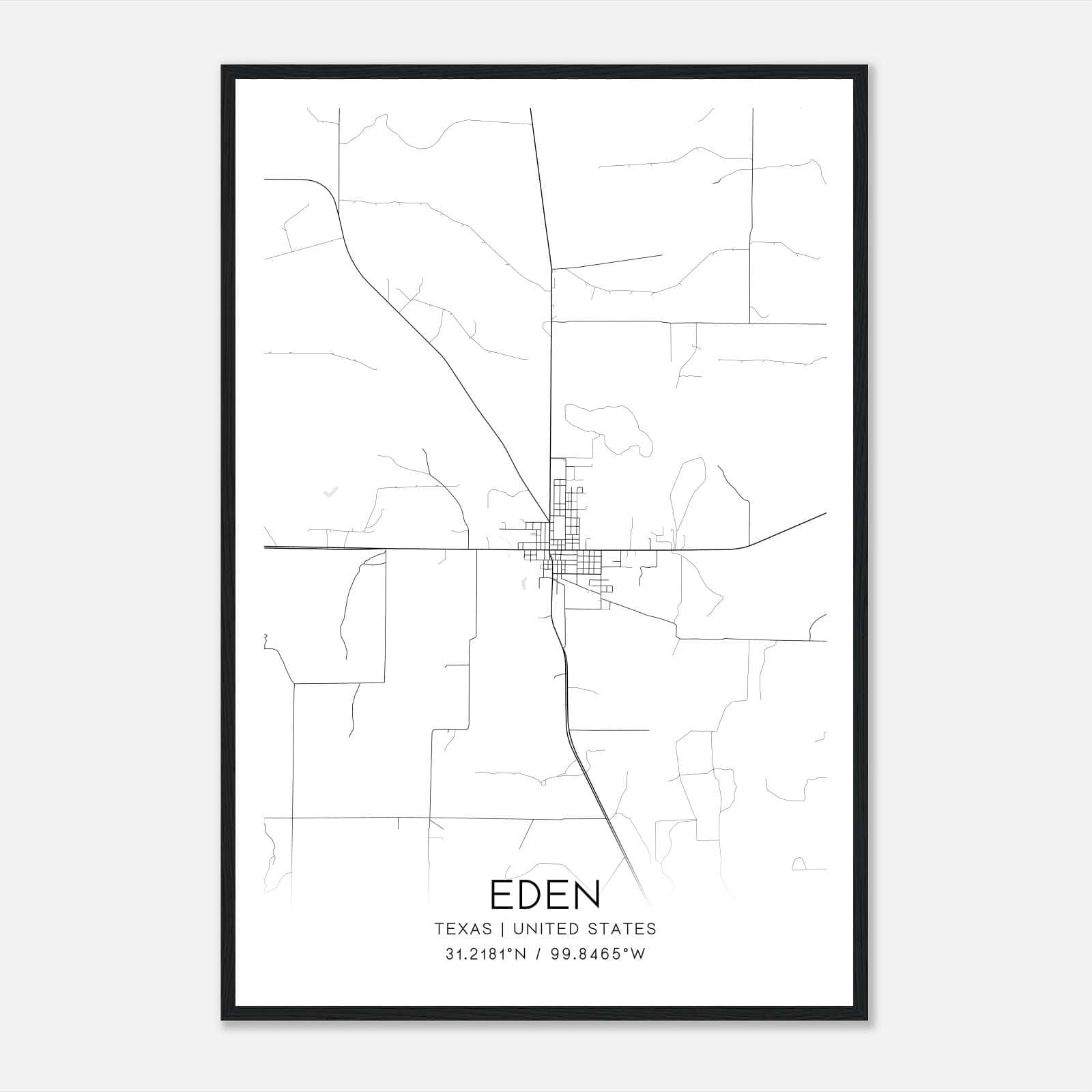Eden Texas Map Poster, Modern Home Decor Wall Art Print Eden Texas Map Poster, Modern Home Decor Wall Art Print