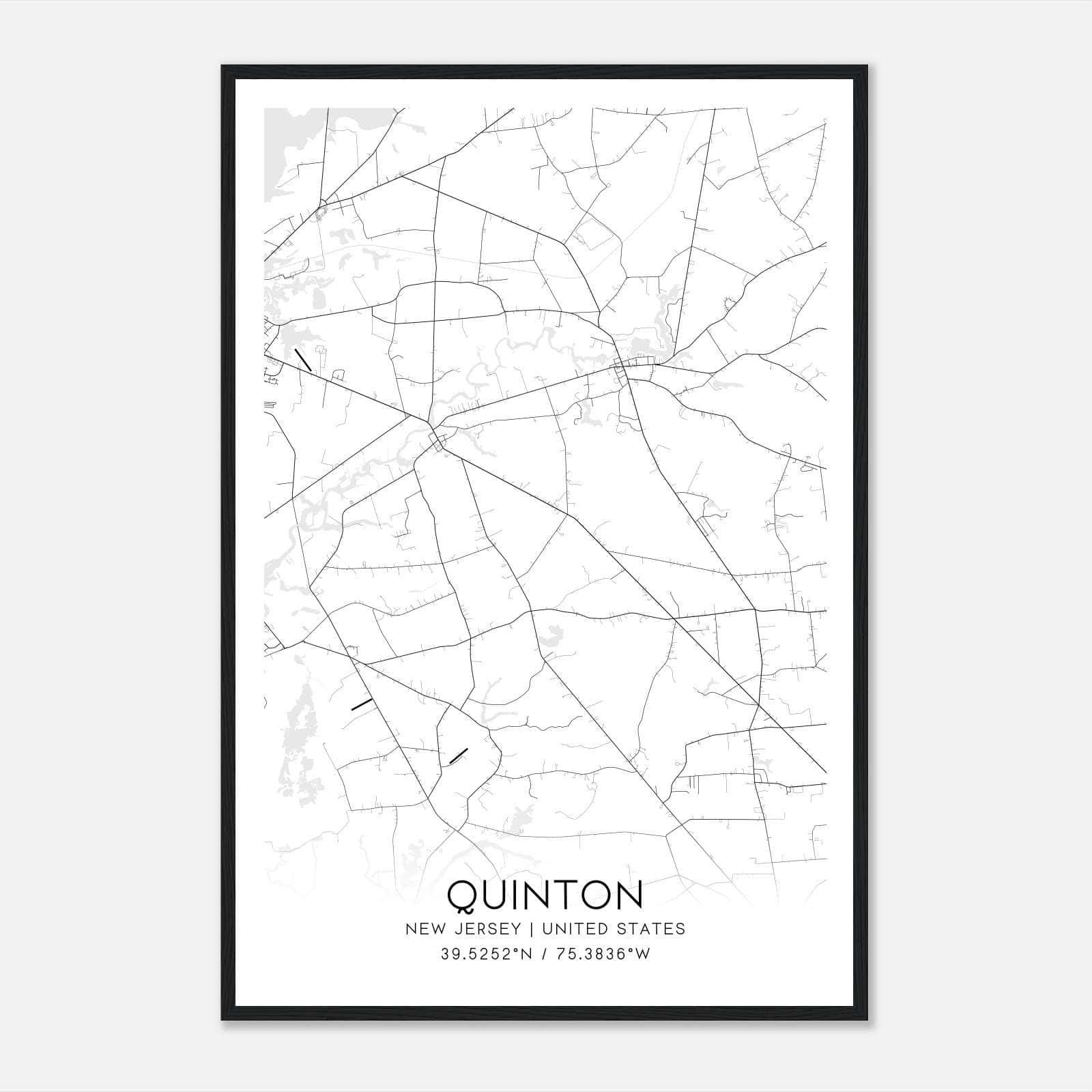 Quinton New Jersey Map Poster, Modern Home Decor Wall Art Print Quinton New Jersey Map Poster, Modern Home Decor Wall Art Print