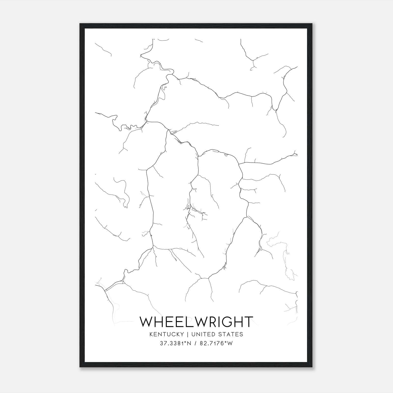 Wheelwright Kentucky Map Poster, Modern Home Decor Wall Art Print Wheelwright Kentucky Map Poster, Modern Home Decor Wall Art Print