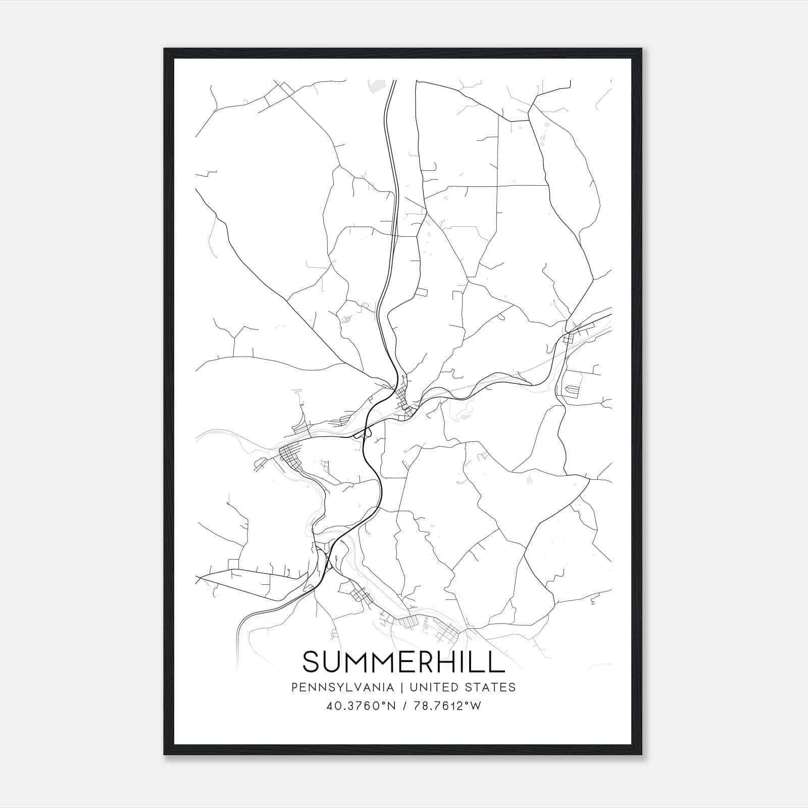 Summerhill Pennsylvania Map Poster, Modern Home Decor Wall Art Print Summerhill Pennsylvania Map Poster, Modern Home Decor Wall Art Print