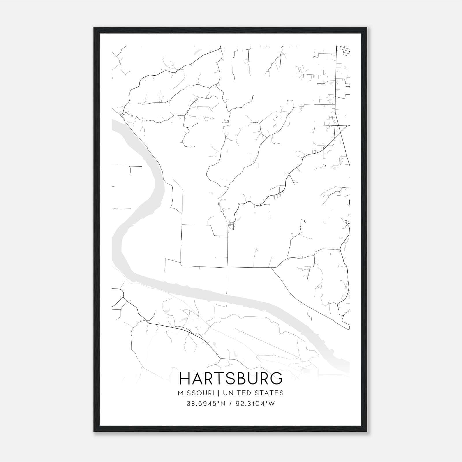 Hartsburg Missouri Map Poster, Modern Home Decor Wall Art Print Hartsburg Missouri Map Poster, Modern Home Decor Wall Art Print