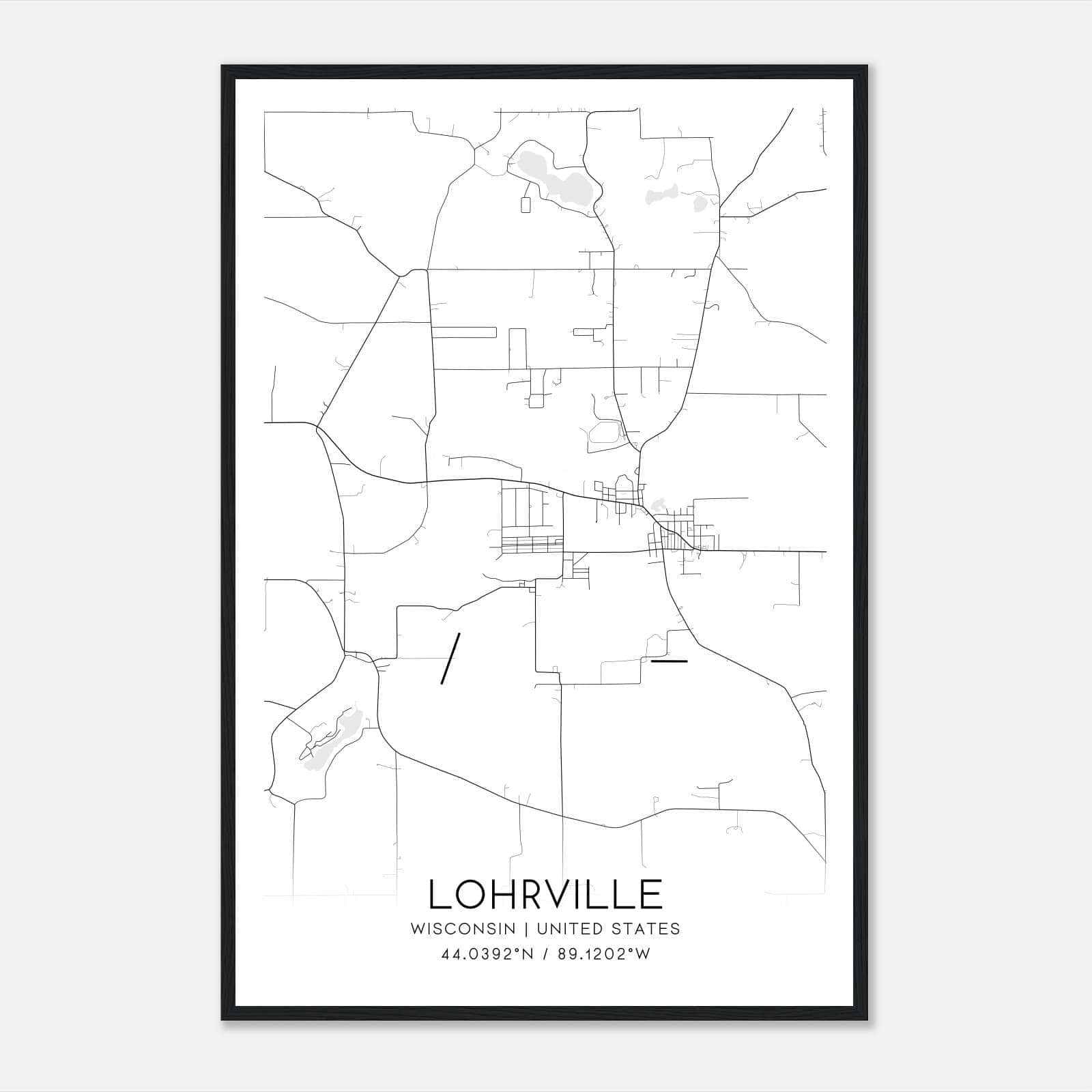 Lohrville Wisconsin Map Poster, Modern Home Decor Wall Art Print Lohrville Wisconsin Map Poster, Modern Home Decor Wall Art Print