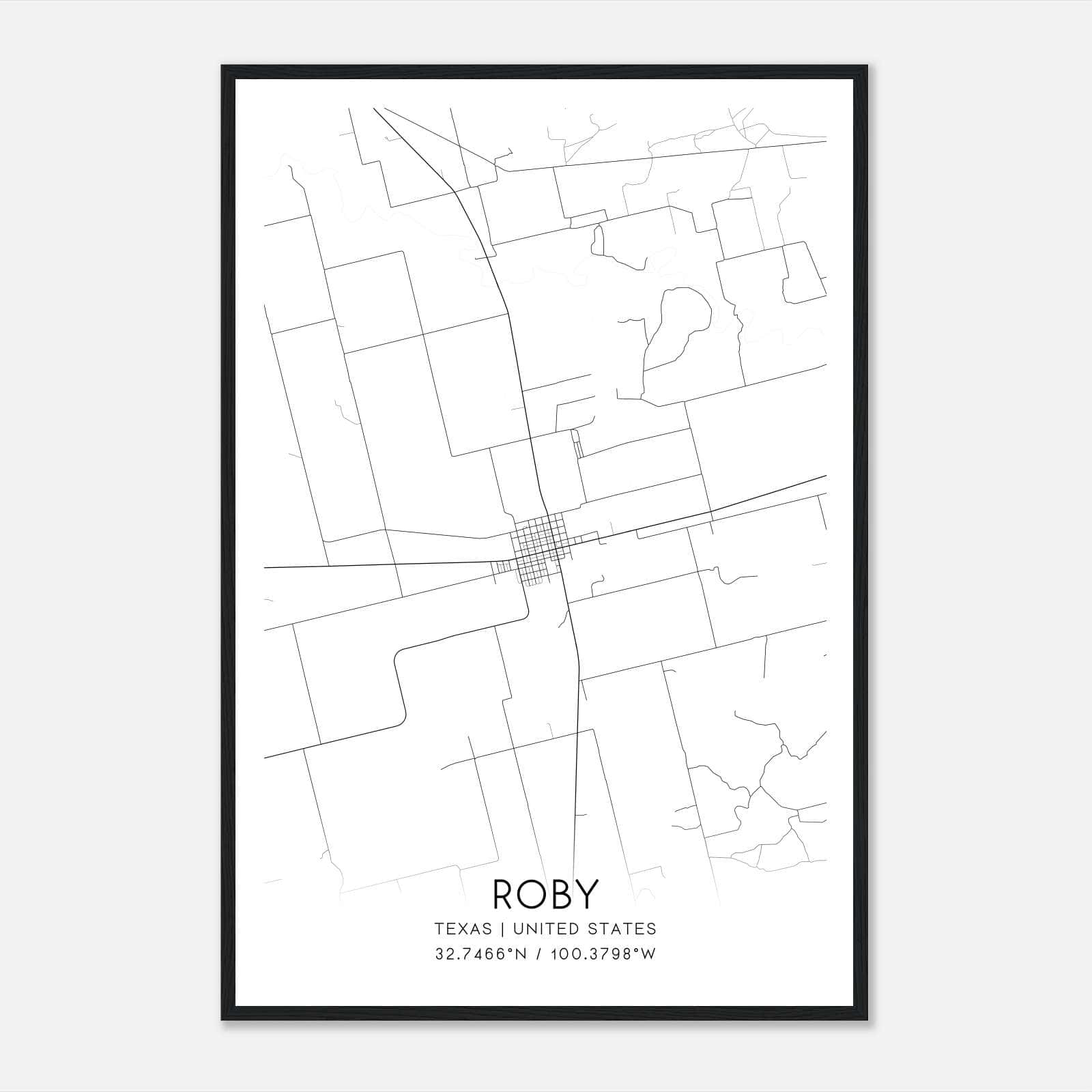 Roby Texas Map Poster, Modern Home Decor Wall Art Print Roby Texas Map Poster, Modern Home Decor Wall Art Print