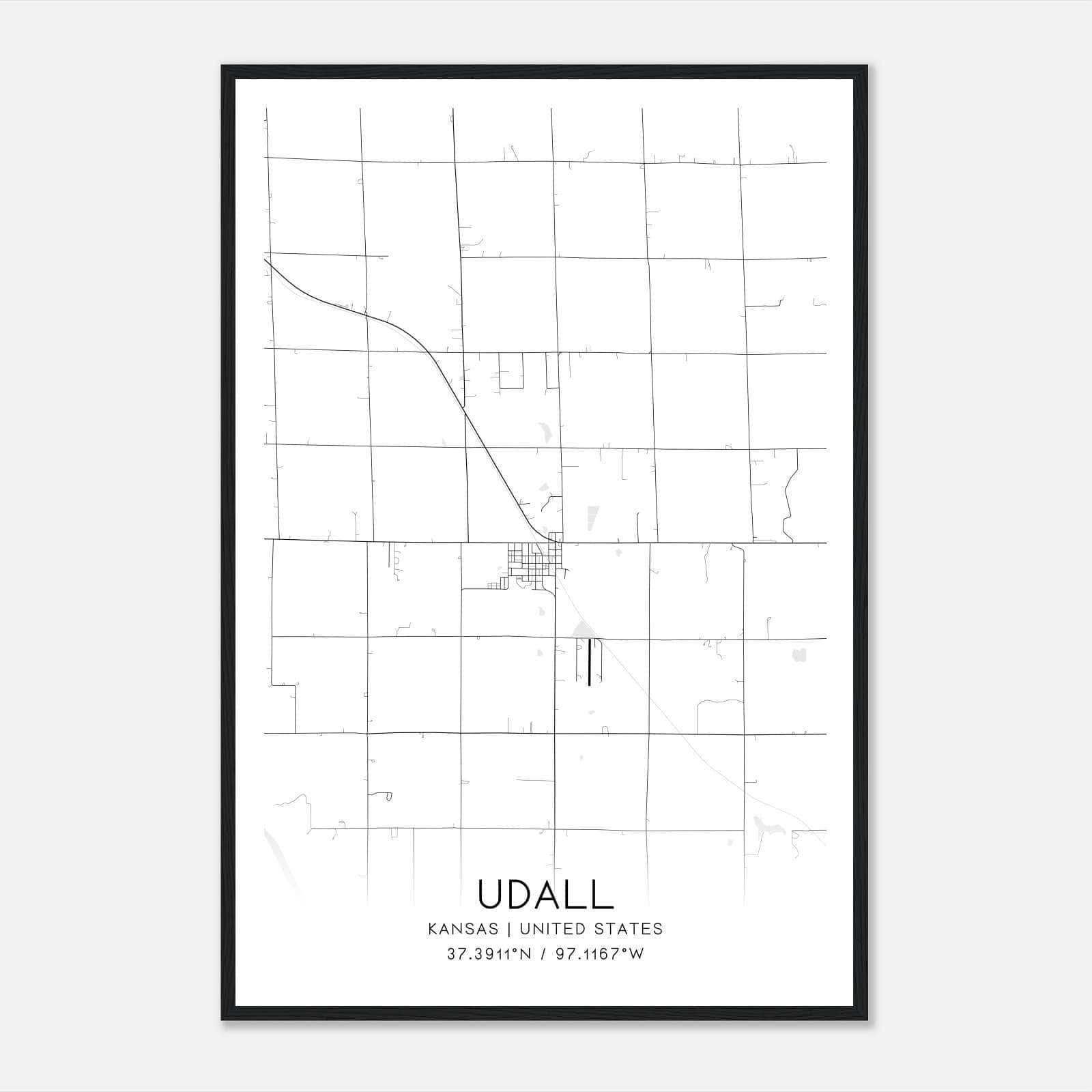 Udall Kansas Map Poster, Modern Home Decor Wall Art Print Udall Kansas Map Poster, Modern Home Decor Wall Art Print