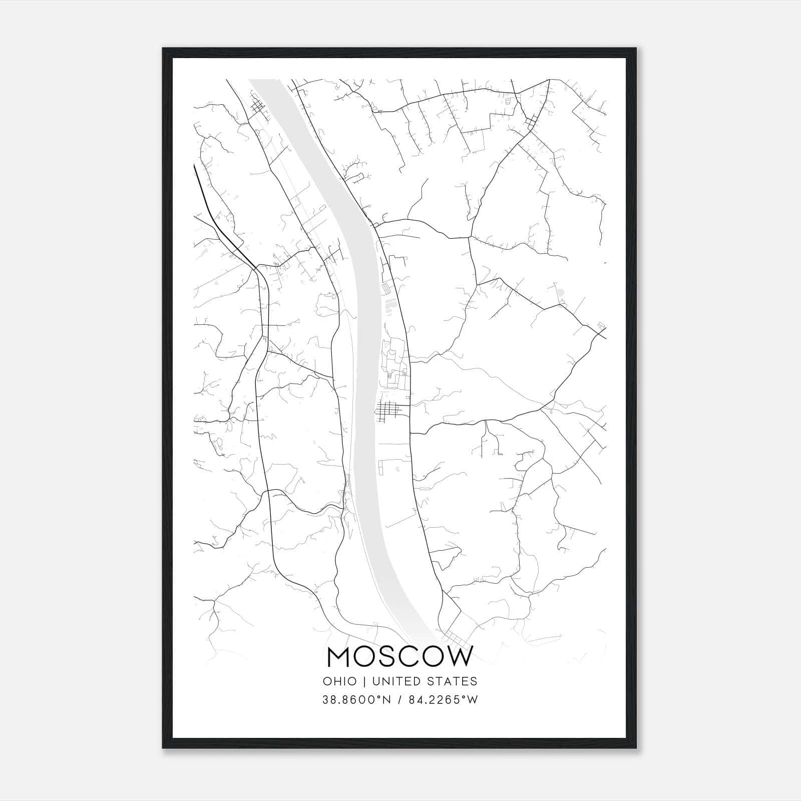 Moscow Ohio Map Poster, Modern Home Decor Wall Art Print Moscow Ohio Map Poster, Modern Home Decor Wall Art Print