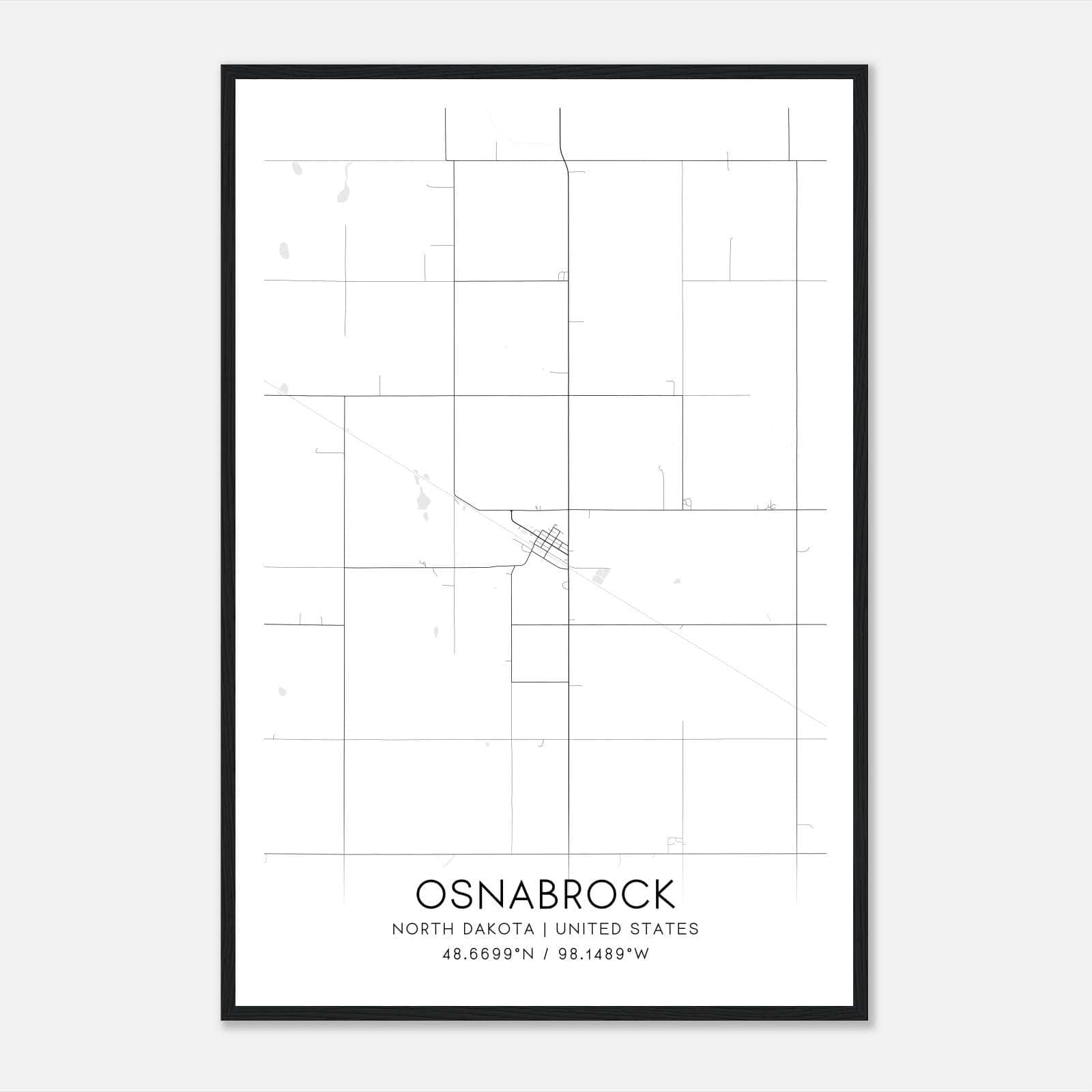 Osnabrock North Dakota Map Poster, Modern Home Decor Wall Art Print Osnabrock North Dakota Map Poster, Modern Home Decor Wall Art Print