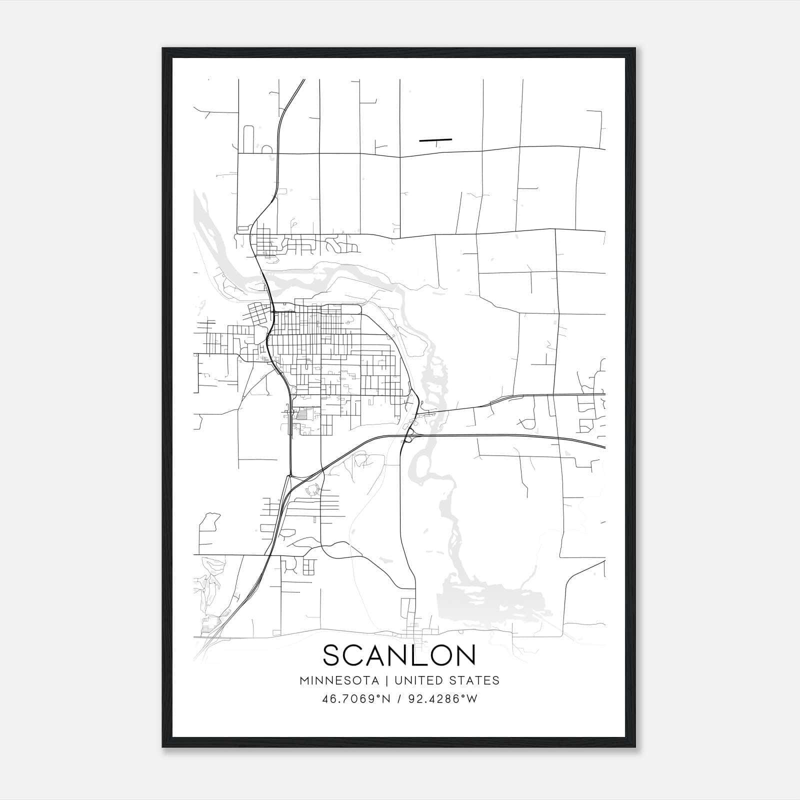 Scanlon Minnesota Map Poster, Modern Home Decor Wall Art Print Scanlon Minnesota Map Poster, Modern Home Decor Wall Art Print