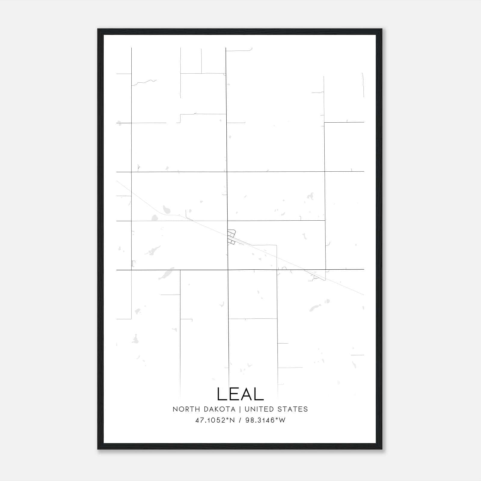 Leal North Dakota Map Poster, Modern Home Decor Wall Art Print Leal North Dakota Map Poster, Modern Home Decor Wall Art Print