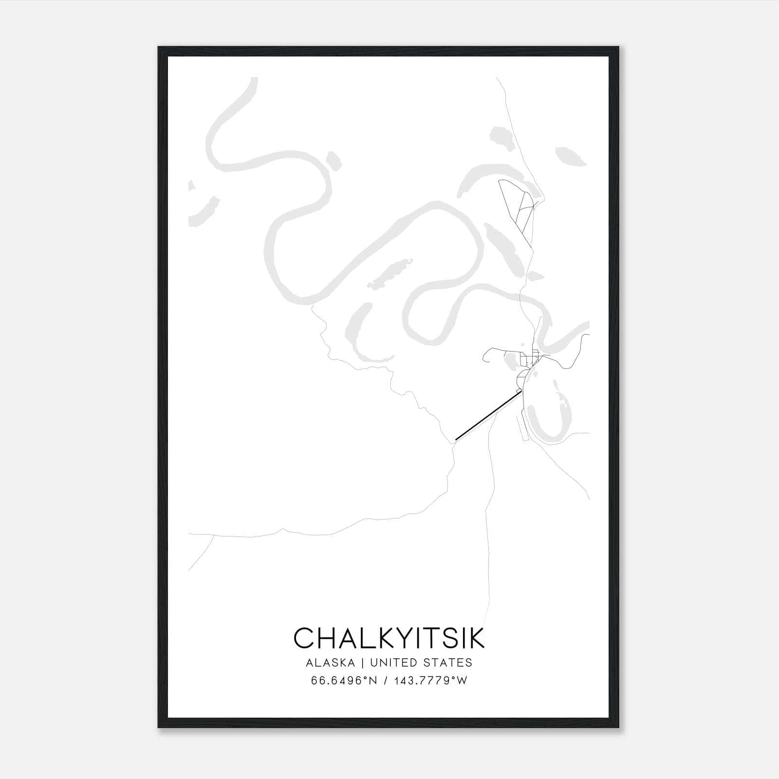 Chalkyitsik Alaska Map Poster, Modern Home Decor Wall Art Print Chalkyitsik Alaska Map Poster, Modern Home Decor Wall Art Print