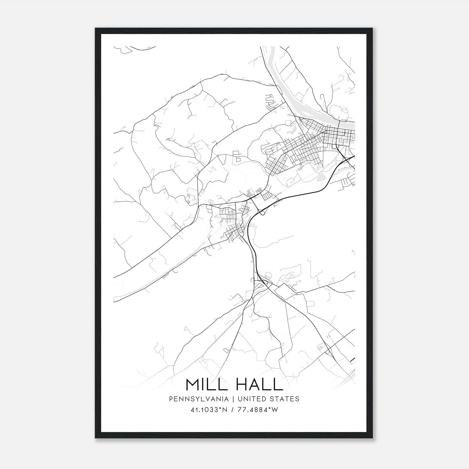 Mill Hall Pennsylvania Map Poster, Modern Home Decor Wall Art Print Mill Hall Pennsylvania Map Poster, Modern Home Decor Wall Art Print