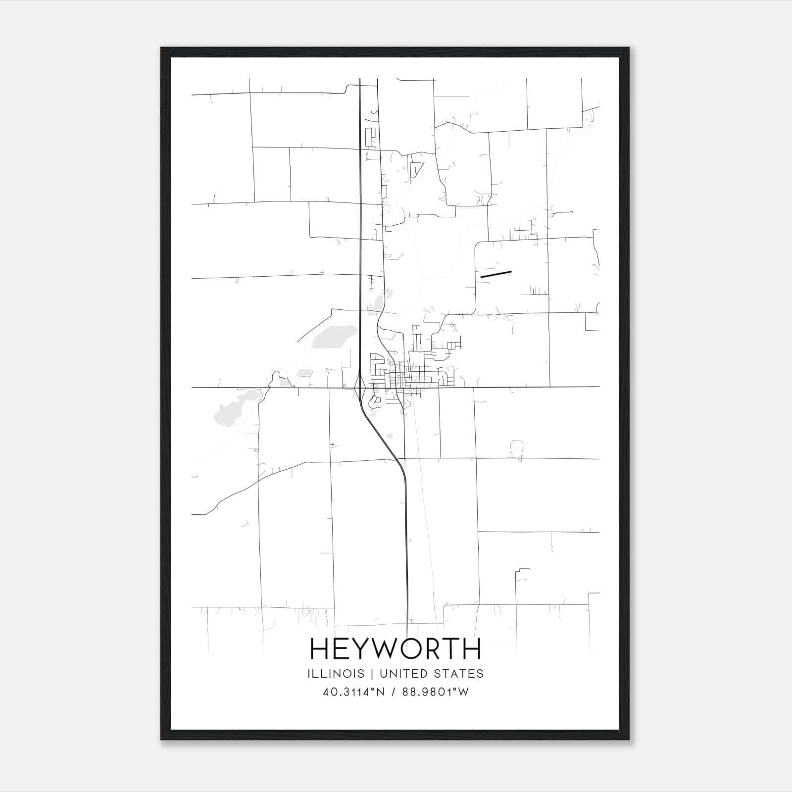 Heyworth Illinois Map Poster, Modern Home Decor Wall Art Print Heyworth Illinois Map Poster, Modern Home Decor Wall Art Print