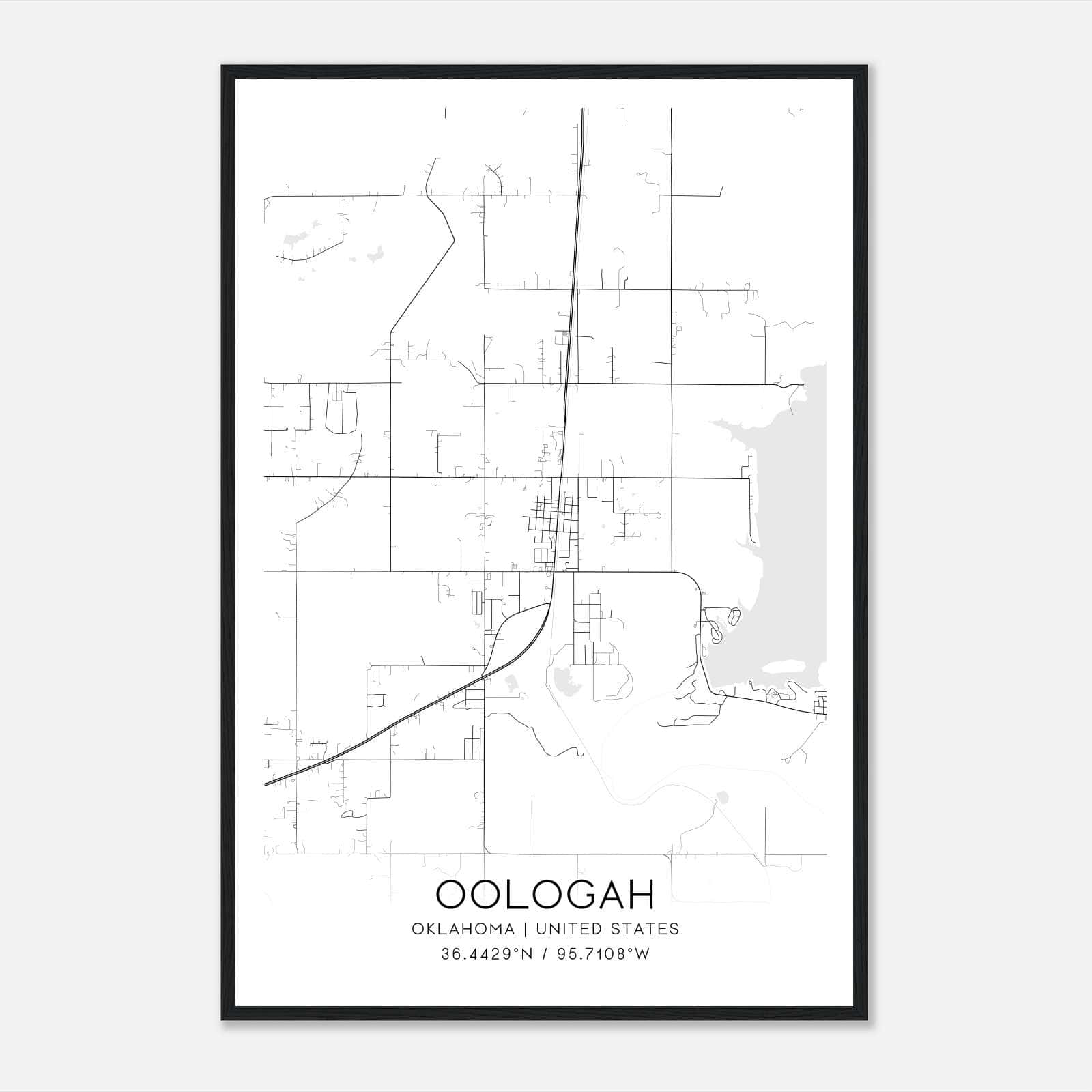 Oologah Oklahoma Map Poster, Modern Home Decor Wall Art Print Oologah Oklahoma Map Poster, Modern Home Decor Wall Art Print
