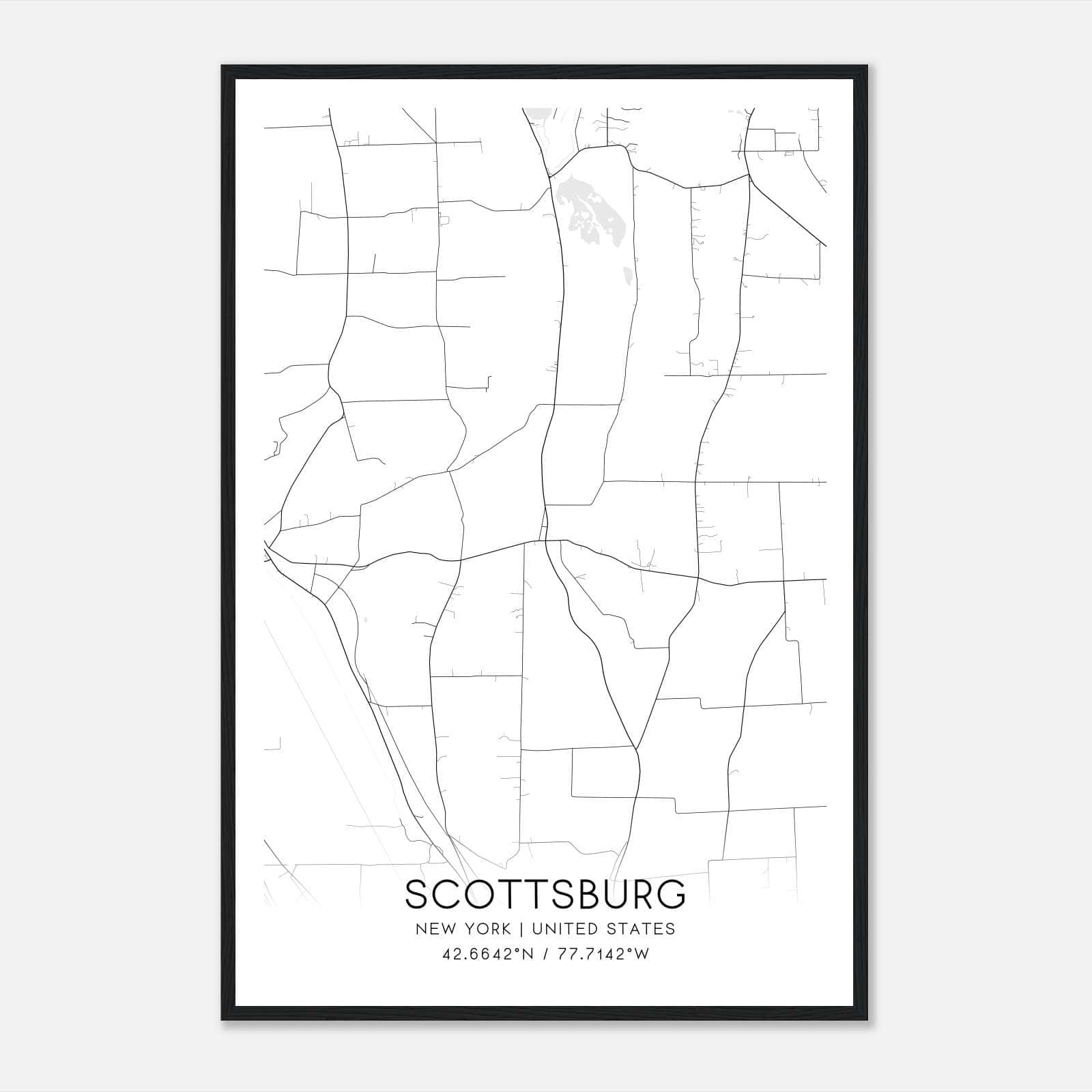 Scottsburg New York Map Poster, Modern Home Decor Wall Art Print Scottsburg New York Map Poster, Modern Home Decor Wall Art Print