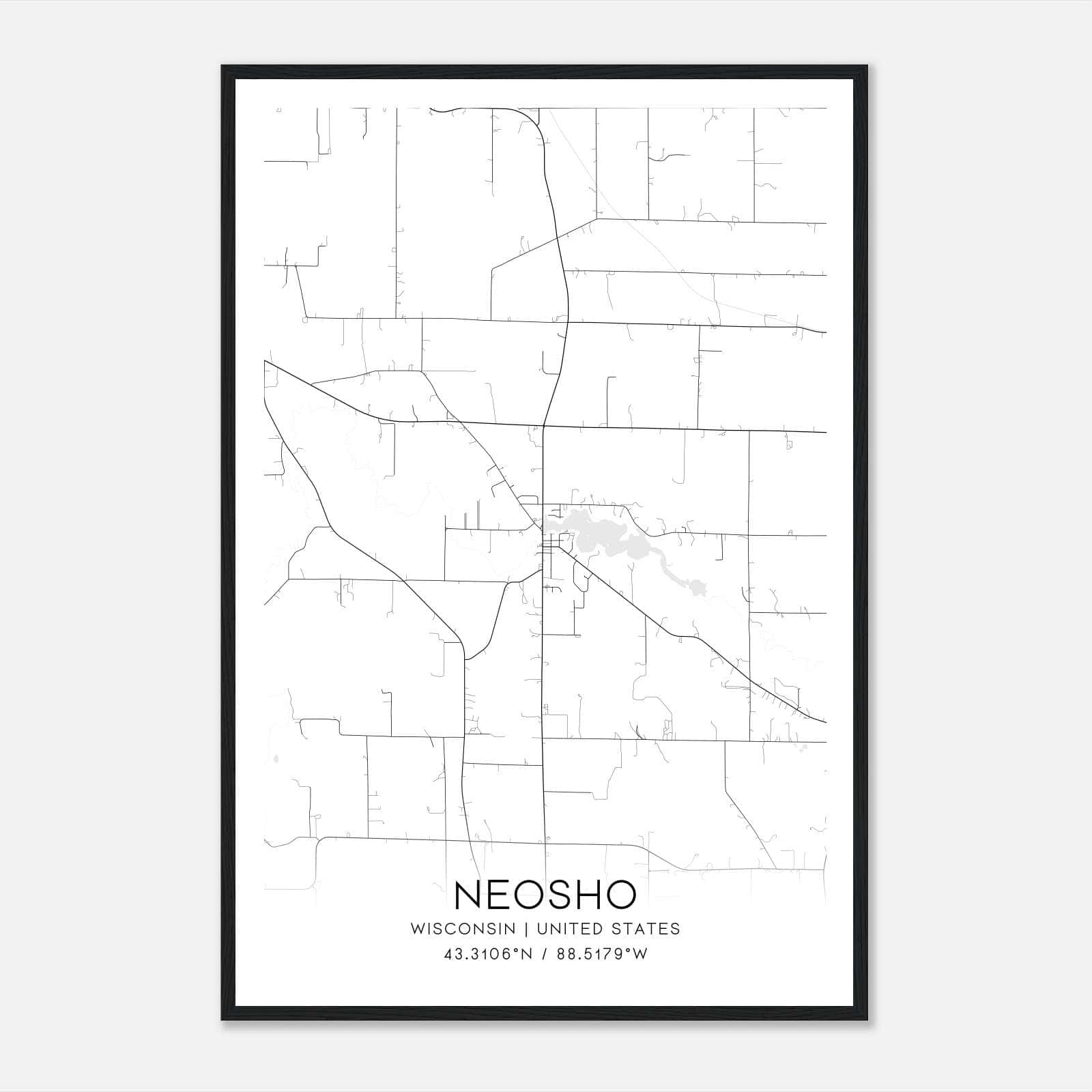 Neosho Wisconsin Map Poster, Modern Home Decor Wall Art Print Neosho Wisconsin Map Poster, Modern Home Decor Wall Art Print