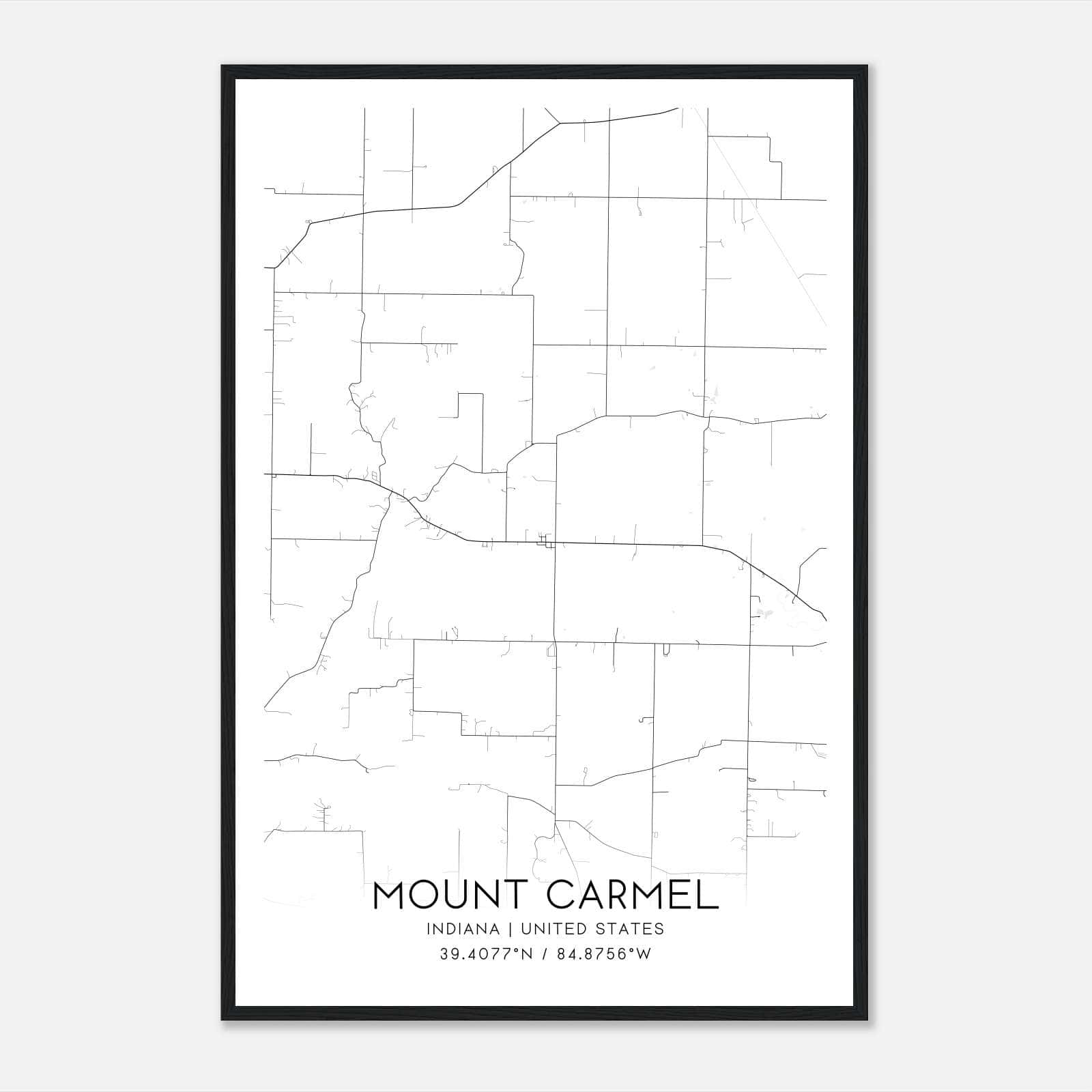 Mount Carmel Indiana Map Poster, Modern Home Decor Wall Art Print Mount Carmel Indiana Map Poster, Modern Home Decor Wall Art Print