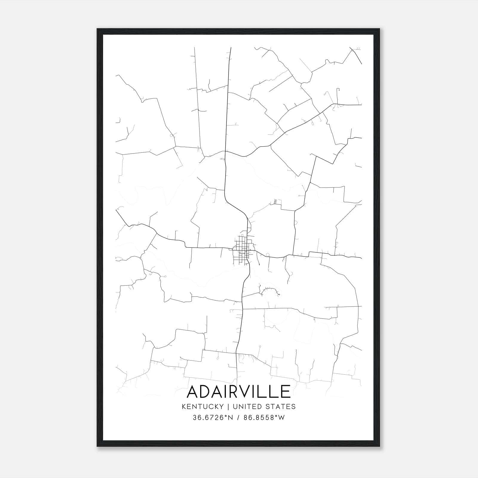 Adairville Kentucky Map Poster, Modern Home Decor Wall Art Print