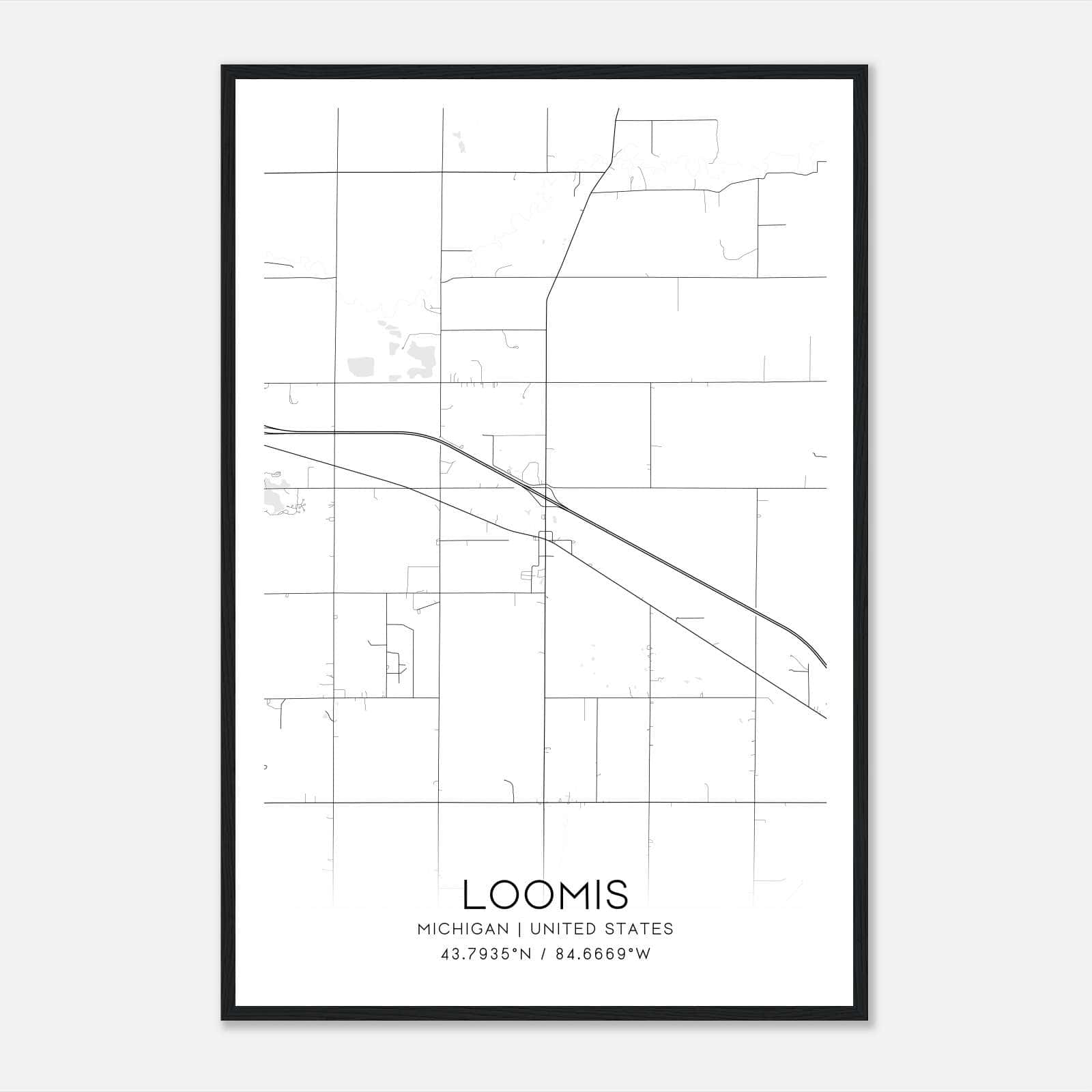 Loomis Michigan Map Poster, Modern Home Decor Wall Art Print Loomis Michigan Map Poster, Modern Home Decor Wall Art Print