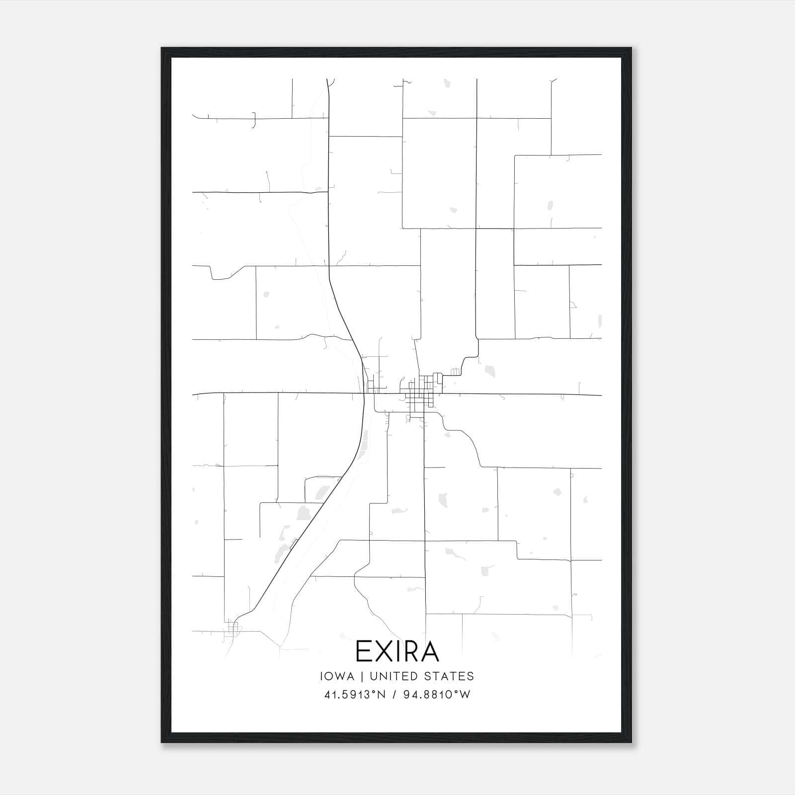 Exira Iowa Map Poster, Modern Home Decor Wall Art Print Exira Iowa Map Poster, Modern Home Decor Wall Art Print