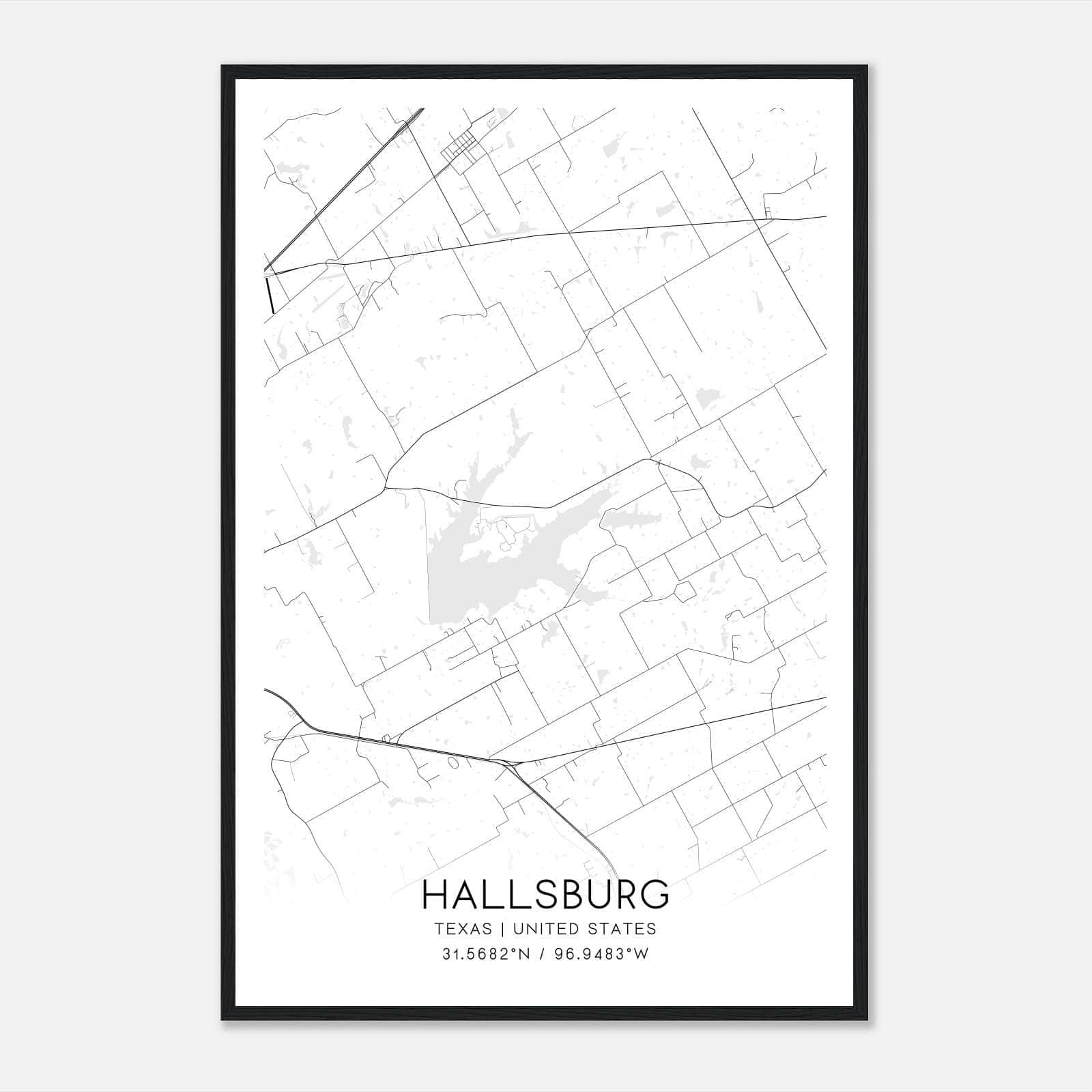 Hallsburg Texas Map Poster, Modern Home Decor Wall Art Print Hallsburg Texas Map Poster, Modern Home Decor Wall Art Print
