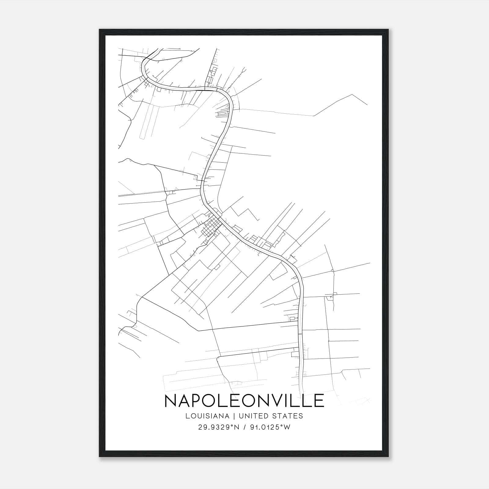 Napoleonville Louisiana Map Poster, Modern Home Decor Wall Art Print Napoleonville Louisiana Map Poster, Modern Home Decor Wall Art Print