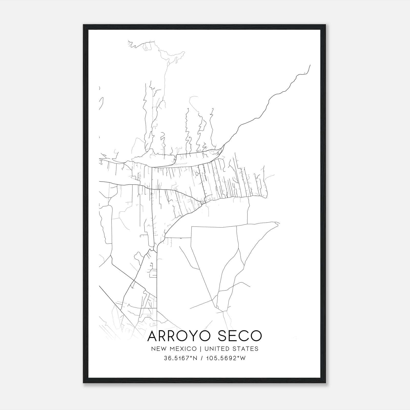 Arroyo Seco New Mexico Map Poster, Modern Home Decor Wall Art Print Arroyo Seco New Mexico Map Poster, Modern Home Decor Wall Art Print