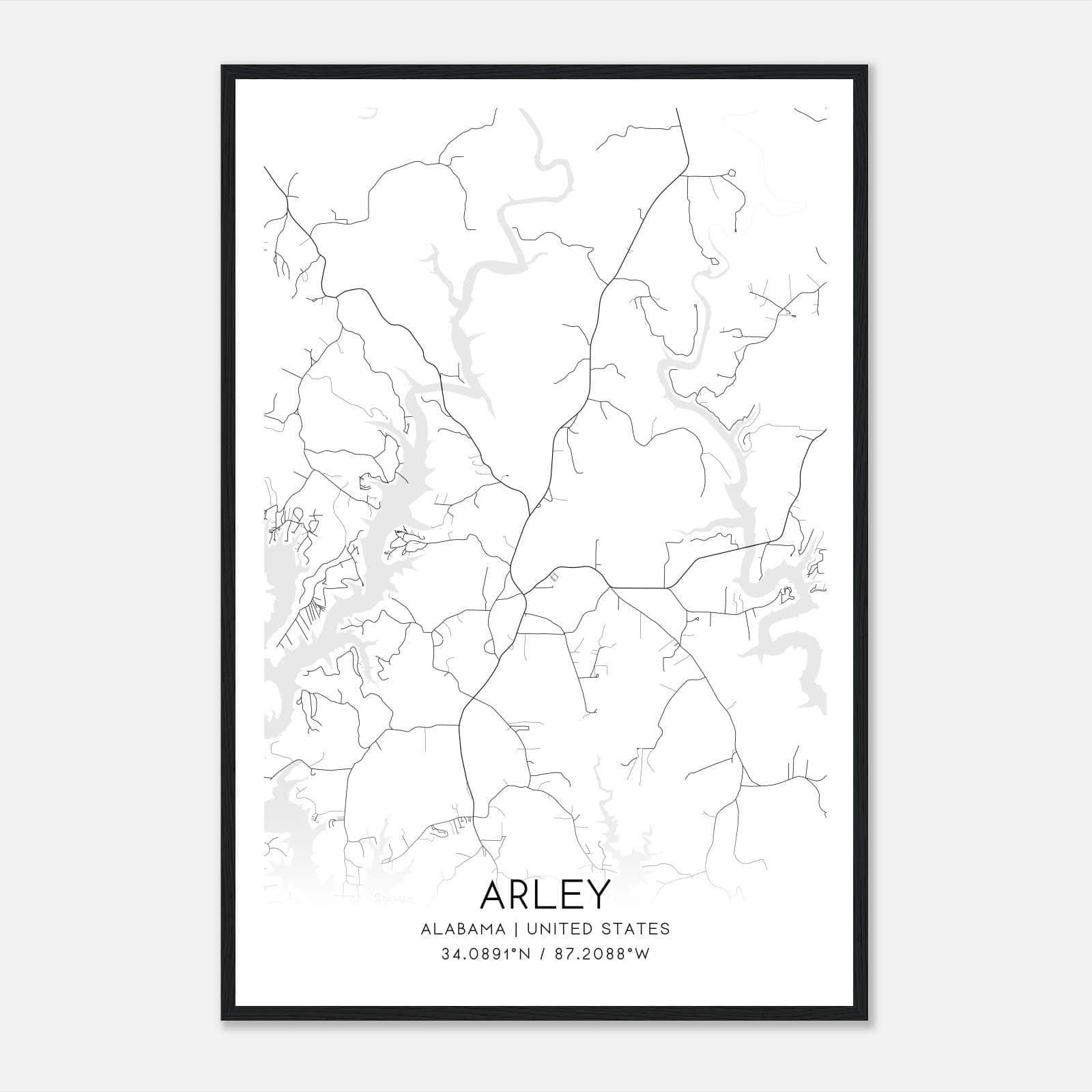 Arley Alabama Map Poster, Modern Home Decor Wall Art Print Arley Alabama Map Poster, Modern Home Decor Wall Art Print