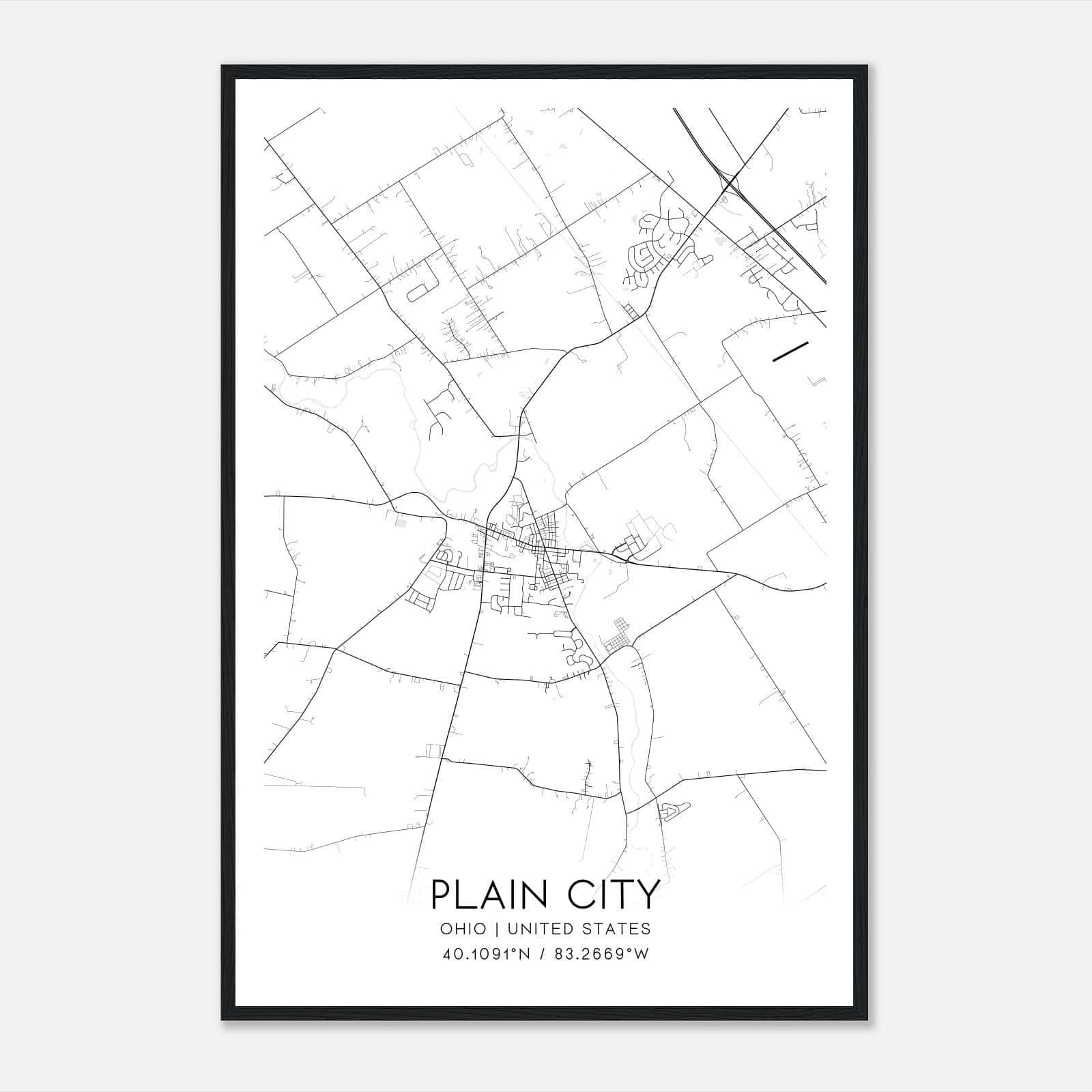 Plain City Ohio Map Poster, Modern Home Decor Wall Art Print Plain City Ohio Map Poster, Modern Home Decor Wall Art Print