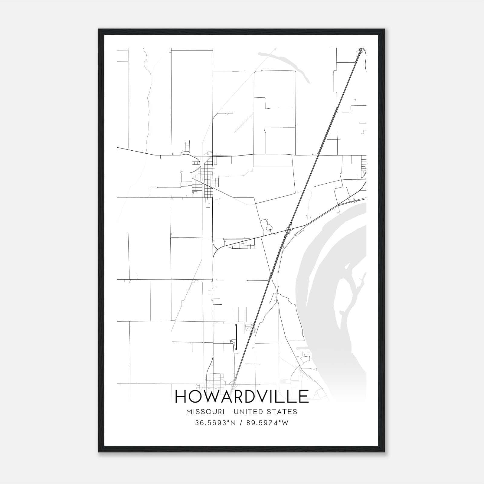 Howardville Missouri Map Poster, Modern Home Decor Wall Art Print Howardville Missouri Map Poster, Modern Home Decor Wall Art Print