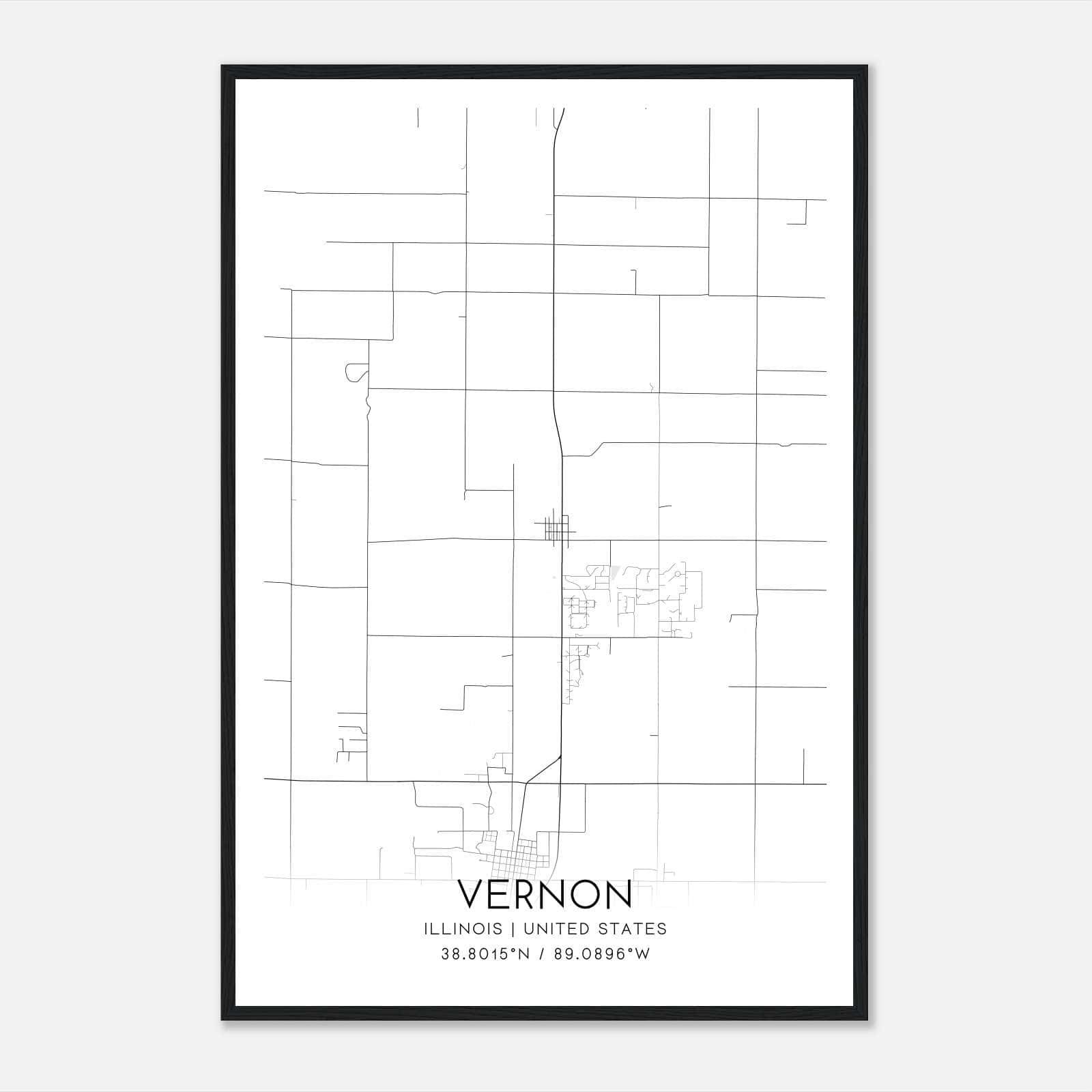 Vernon Illinois Map Poster, Modern Home Decor Wall Art Print Vernon Illinois Map Poster, Modern Home Decor Wall Art Print