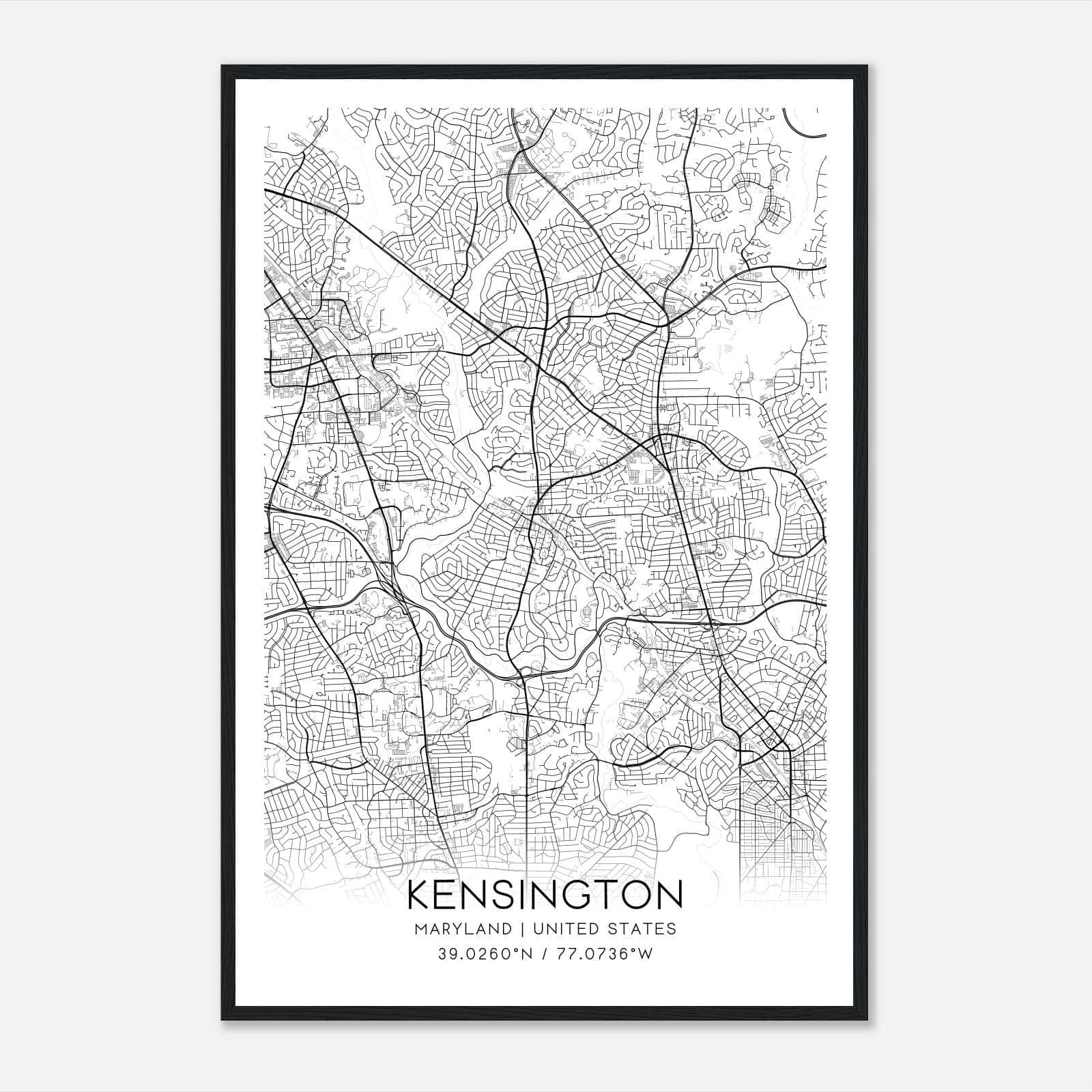 Kensington Maryland Map Poster, Modern Home Decor Wall Art Print Kensington Maryland Map Poster, Modern Home Decor Wall Art Print