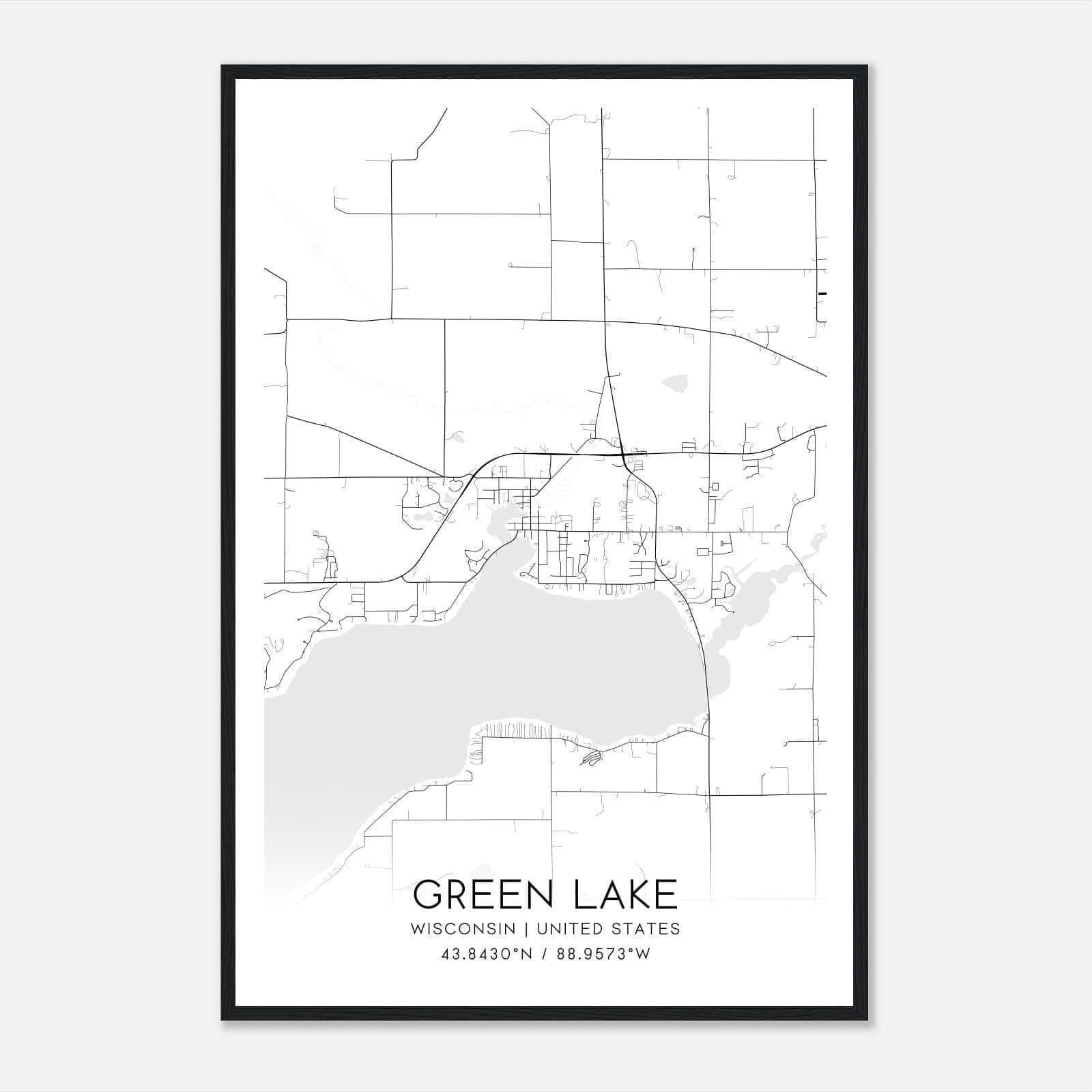 Green Lake Wisconsin Map Poster, Modern Home Decor Wall Art Print Green Lake Wisconsin Map Poster, Modern Home Decor Wall Art Print