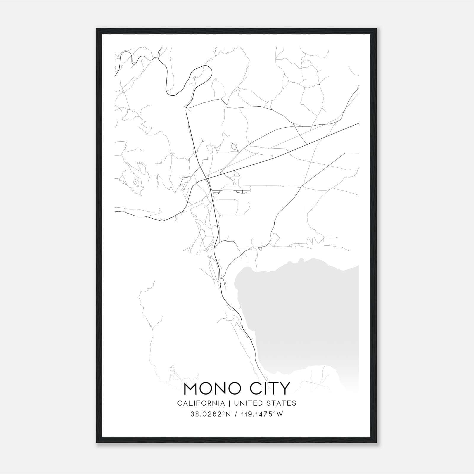 Mono City California Map Poster, Modern Home Decor Wall Art Print Mono City California Map Poster, Modern Home Decor Wall Art Print