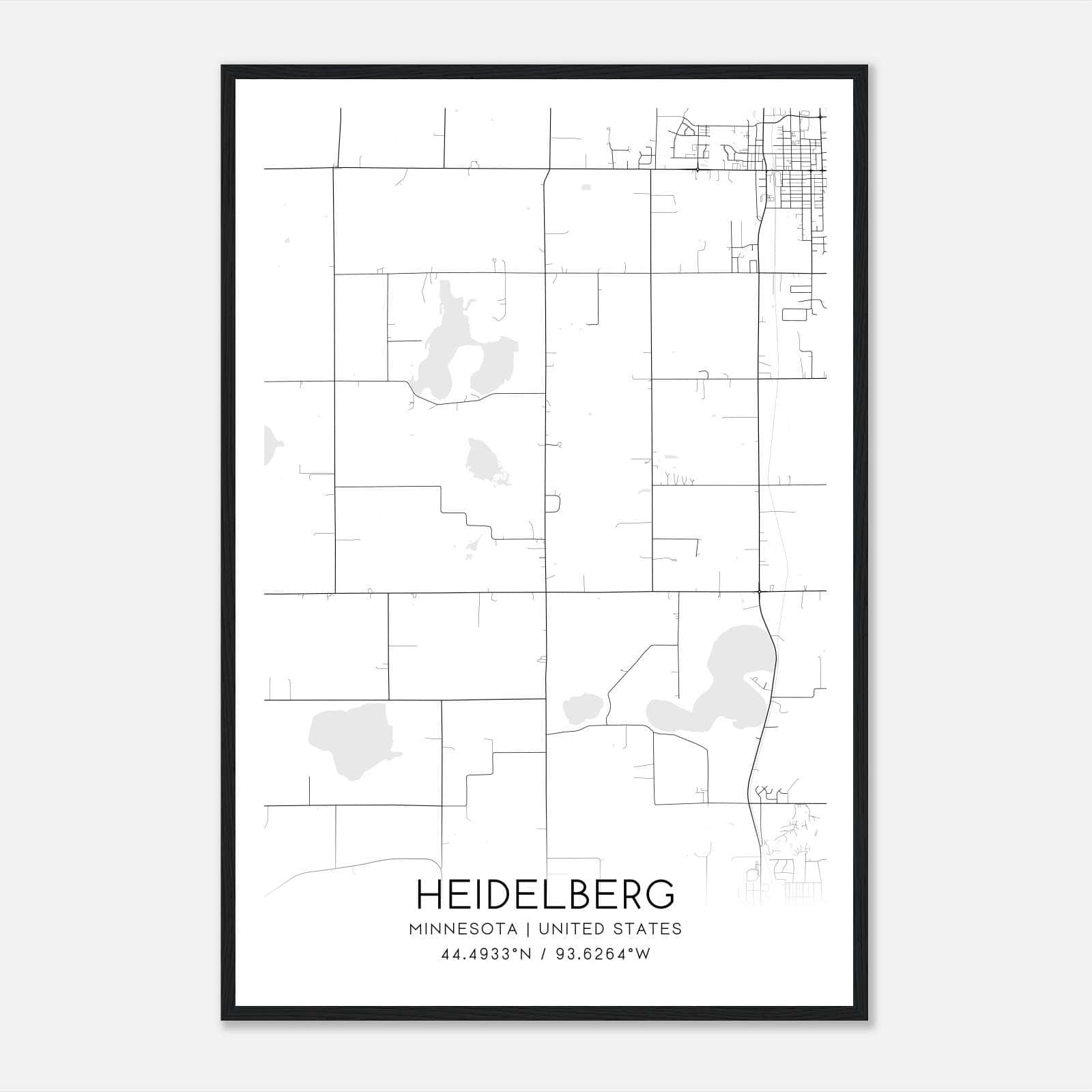 Heidelberg Minnesota Map Poster, Modern Home Decor Wall Art Print Heidelberg Minnesota Map Poster, Modern Home Decor Wall Art Print