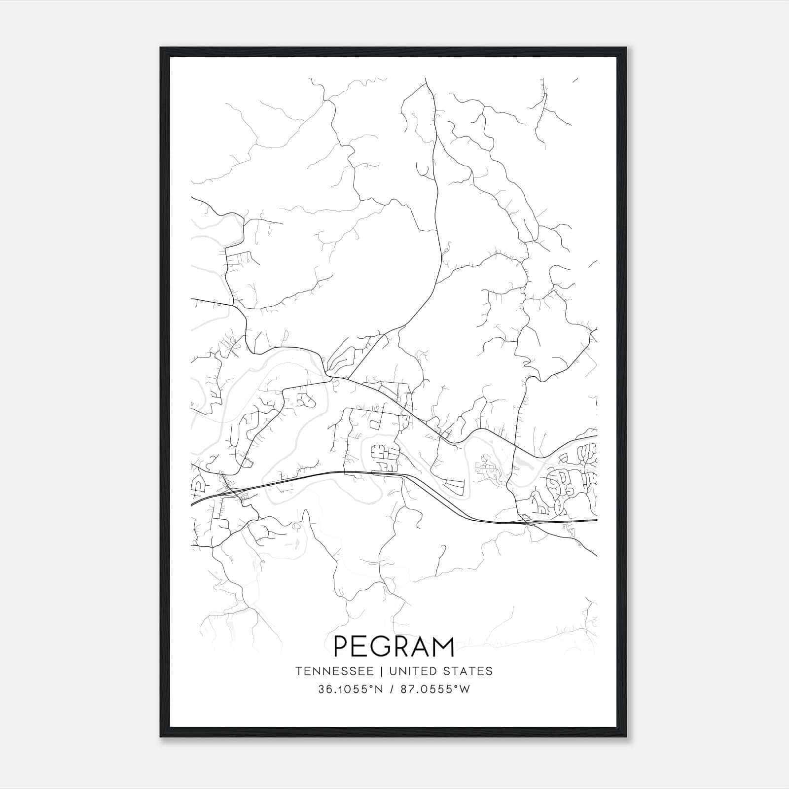 Pegram Tennessee Map Poster, Modern Home Decor Wall Art Print Pegram Tennessee Map Poster, Modern Home Decor Wall Art Print