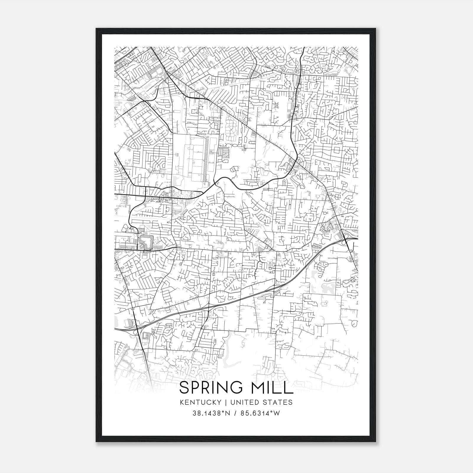 Spring Mill Kentucky Map Poster, Modern Home Decor Wall Art Print Spring Mill Kentucky Map Poster, Modern Home Decor Wall Art Print