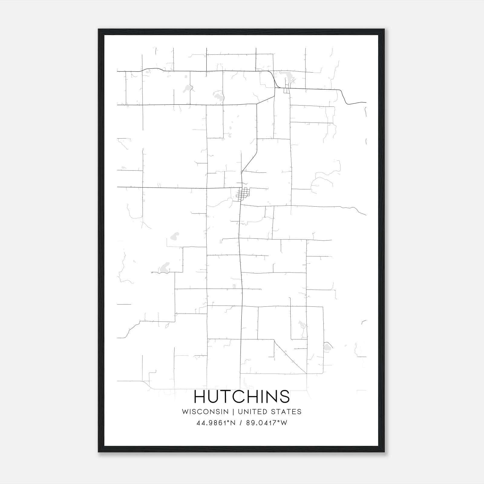 Hutchins Wisconsin Map Poster, Modern Home Decor Wall Art Print Hutchins Wisconsin Map Poster, Modern Home Decor Wall Art Print