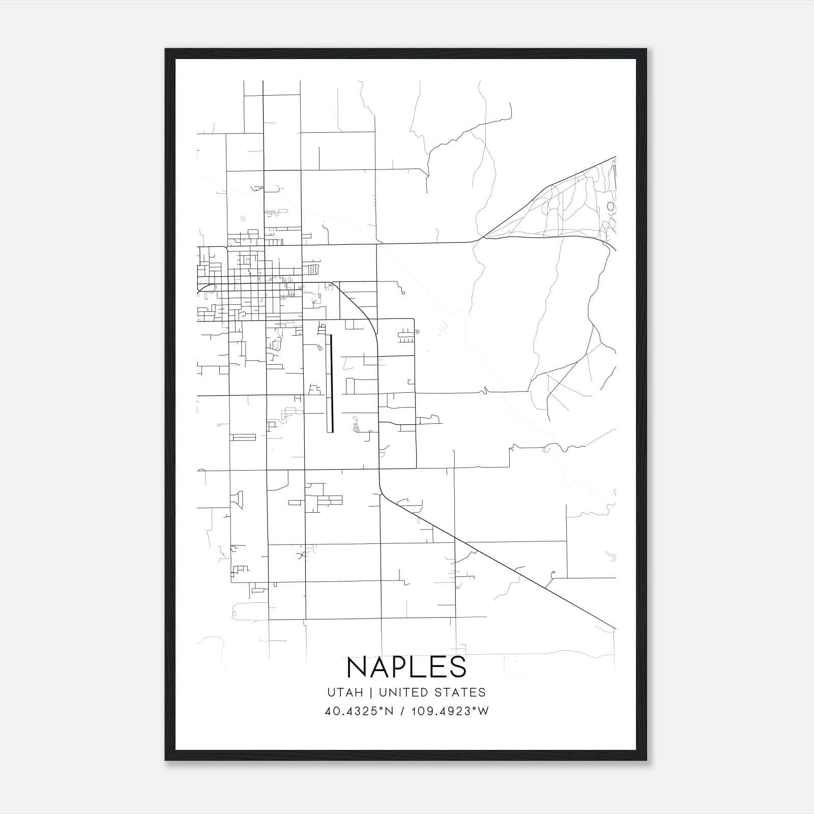 Naples Utah Map Poster, Modern Home Decor Wall Art Print Naples Utah Map Poster, Modern Home Decor Wall Art Print