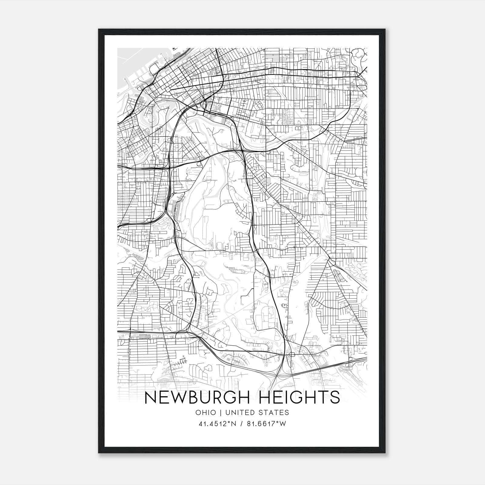 Newburgh Heights Ohio Map Poster, Modern Home Decor Wall Art Print Newburgh Heights Ohio Map Poster, Modern Home Decor Wall Art Print
