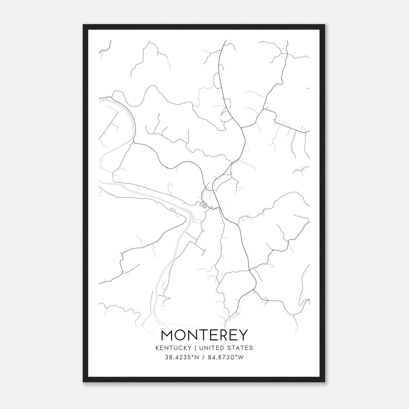 Monterey Kentucky Map Poster, Modern Home Decor Wall Art Print Monterey Kentucky Map Poster, Modern Home Decor Wall Art Print